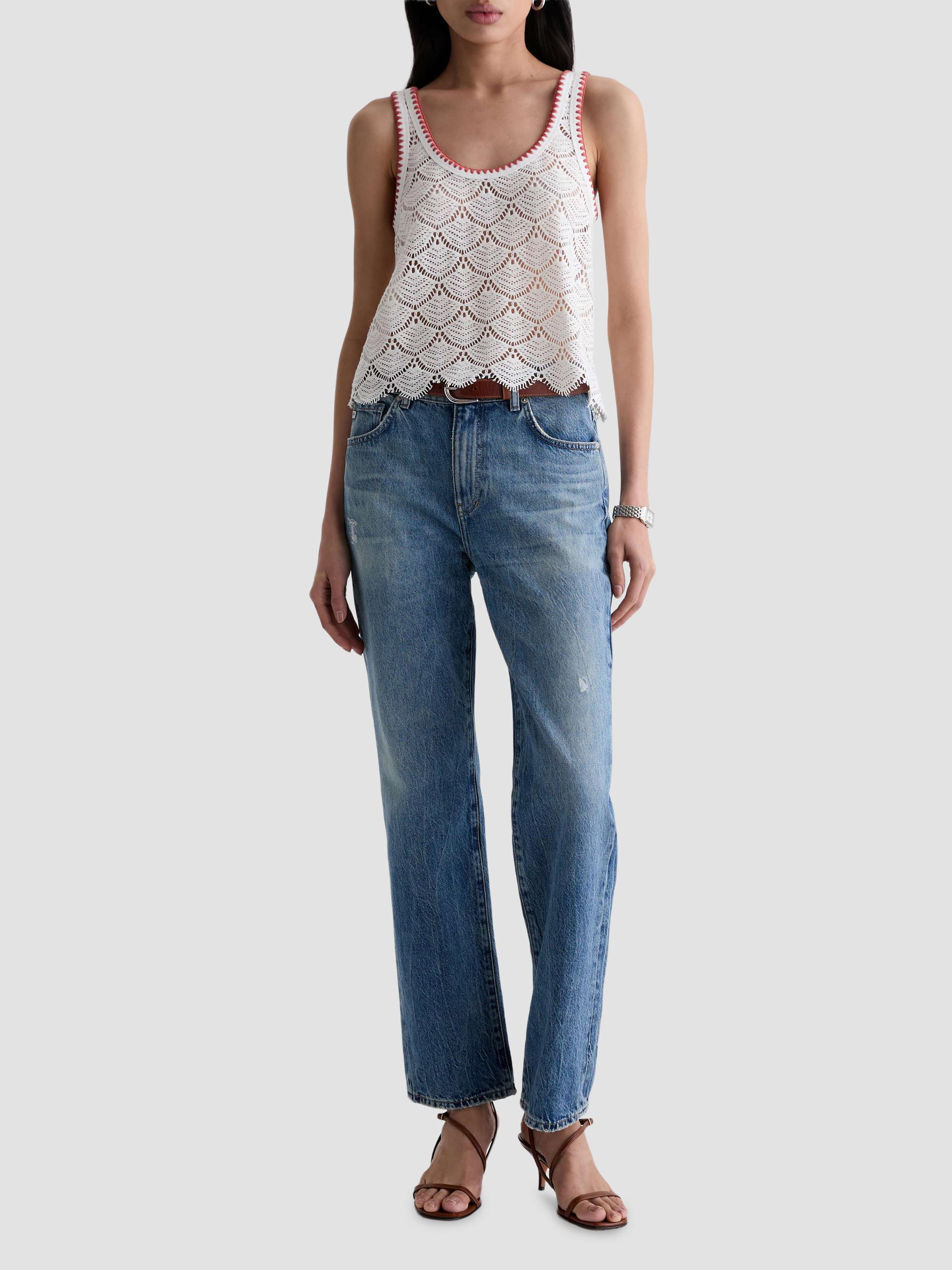 AG Jeans Women's Bianca Scalloped Cotton Crochet Tank - Powder | Thumbnail 2