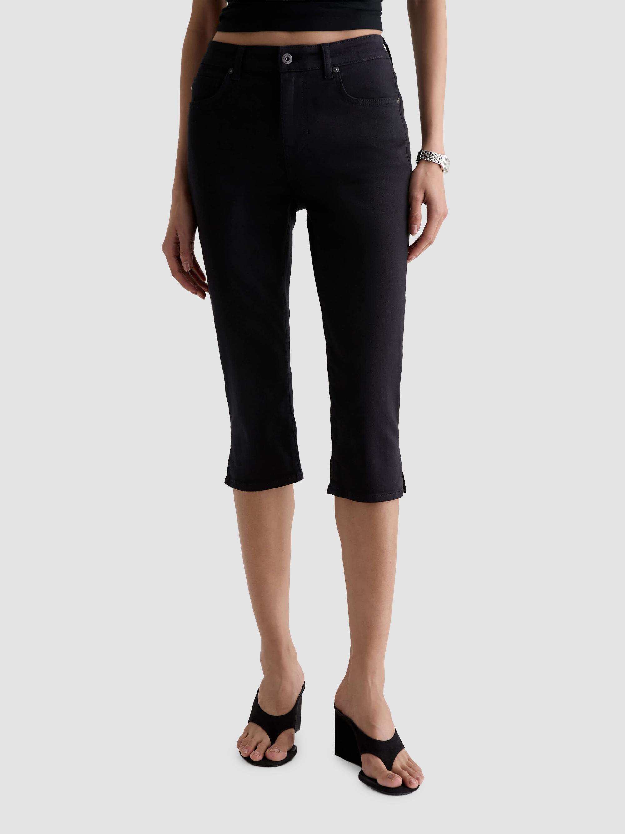 AG Jeans Women's Maisie Split-Cuff Capri Jeans - Super Black