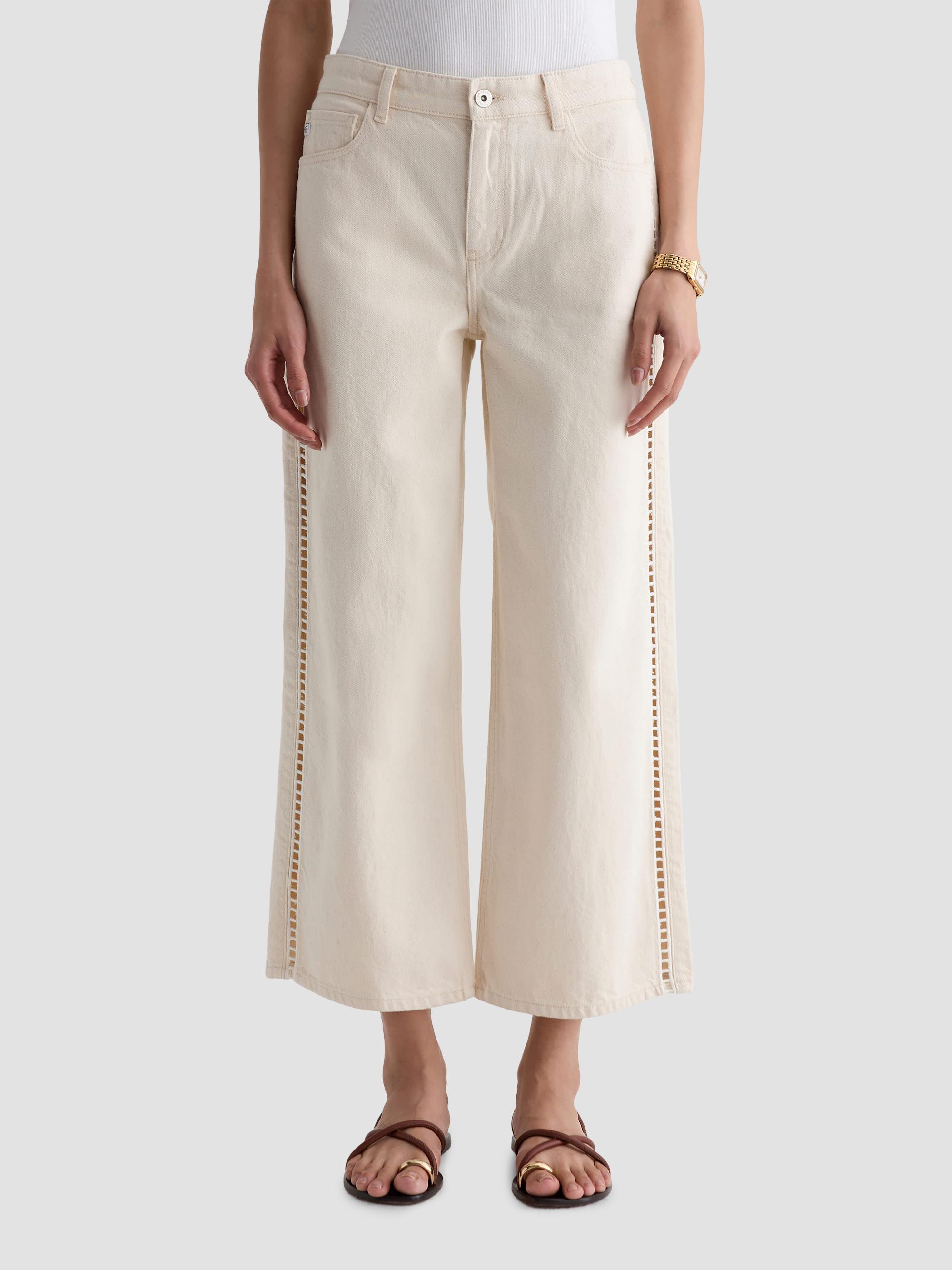AG Jeans Women's Saige Ladder Lace-Trim Wide-Leg Crop Jeans - Fresh Air