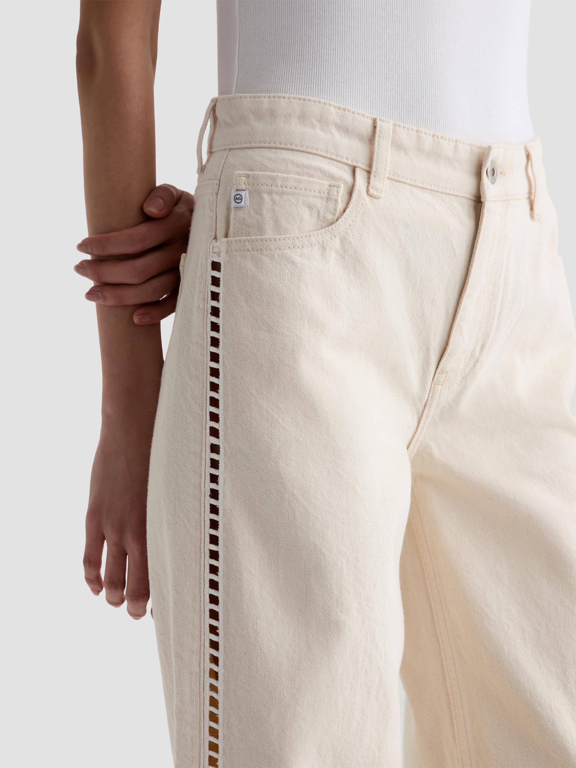 AG Jeans Women's Saige Ladder Lace-Trim Wide-Leg Crop Jeans - Fresh Air | Thumbnail 5