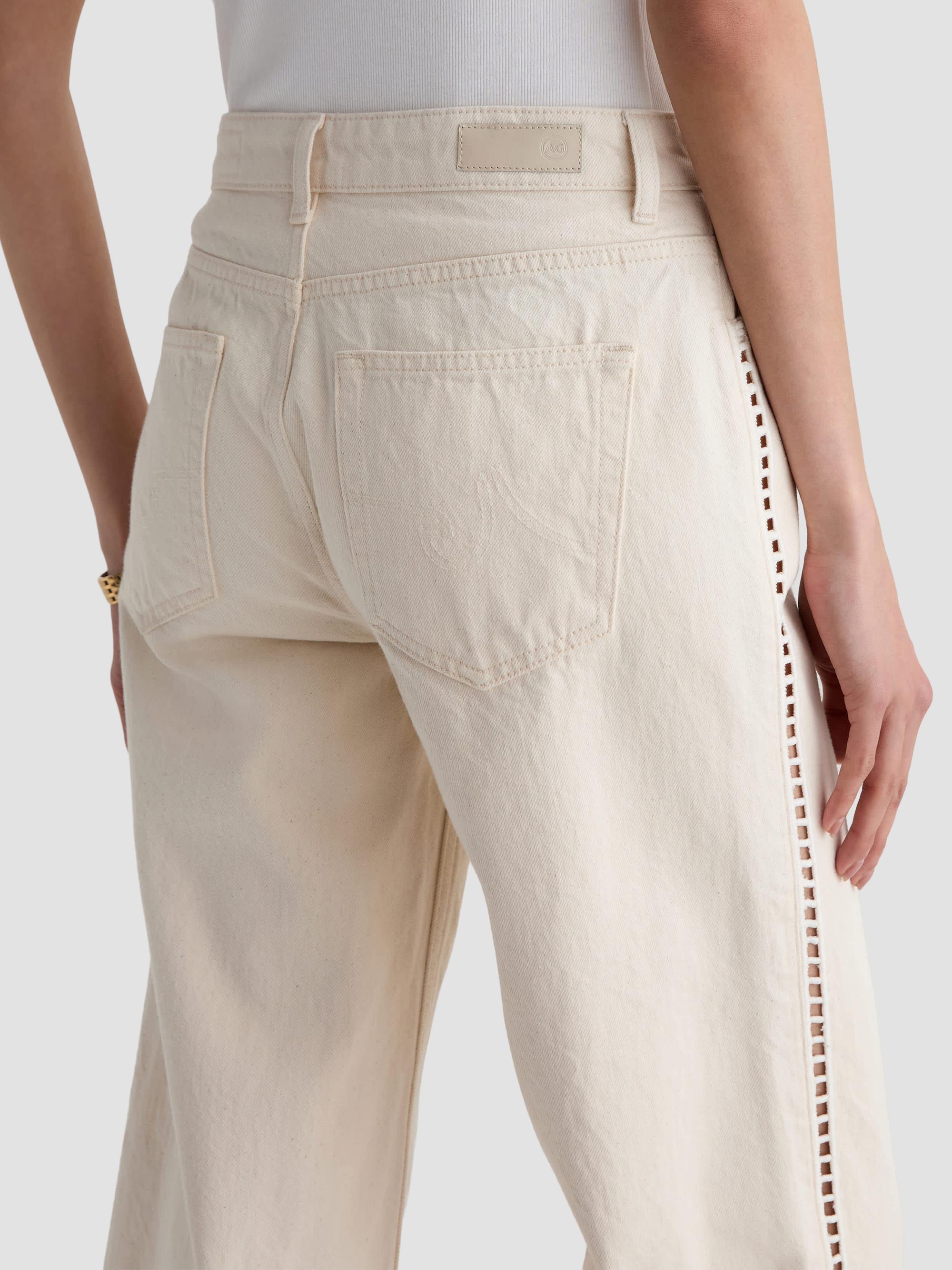 AG Jeans Women's Saige Ladder Lace-Trim Wide-Leg Crop Jeans - Fresh Air | Thumbnail 6
