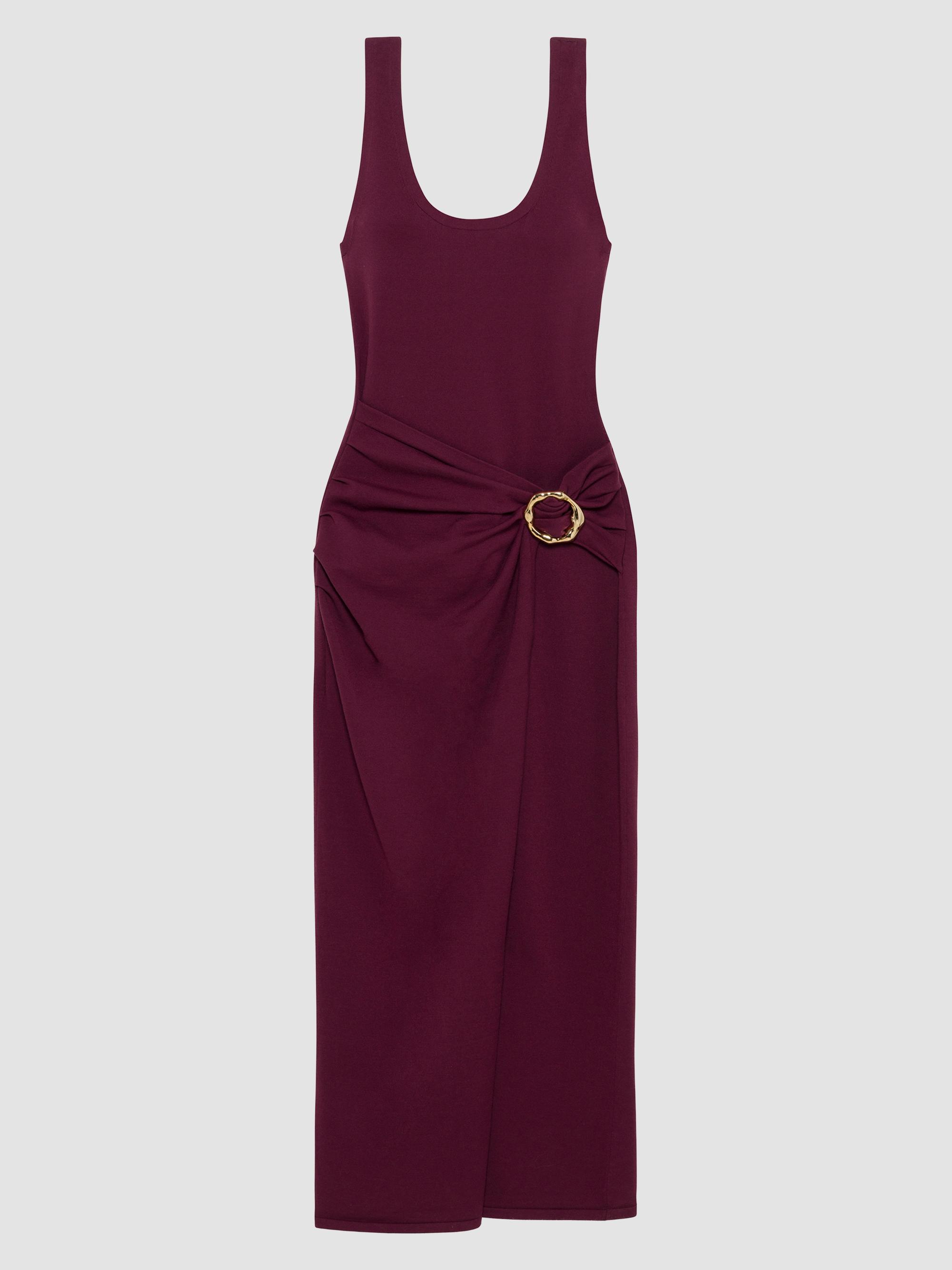 SIMKHAI Women's Genne Draped Midi Dress - Fig
