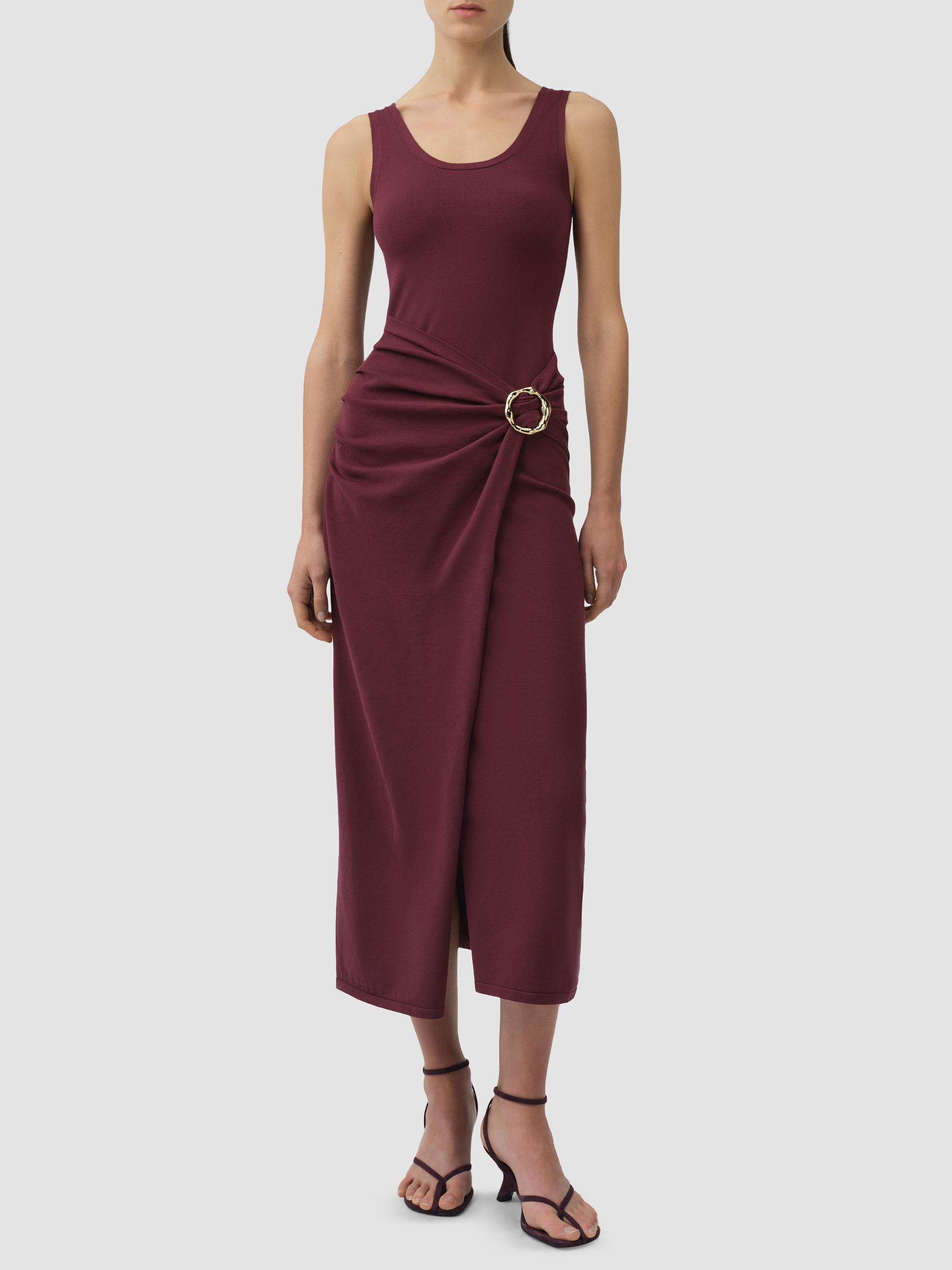 SIMKHAI Women's Genne Draped Midi Dress - Fig | Thumbnail 2