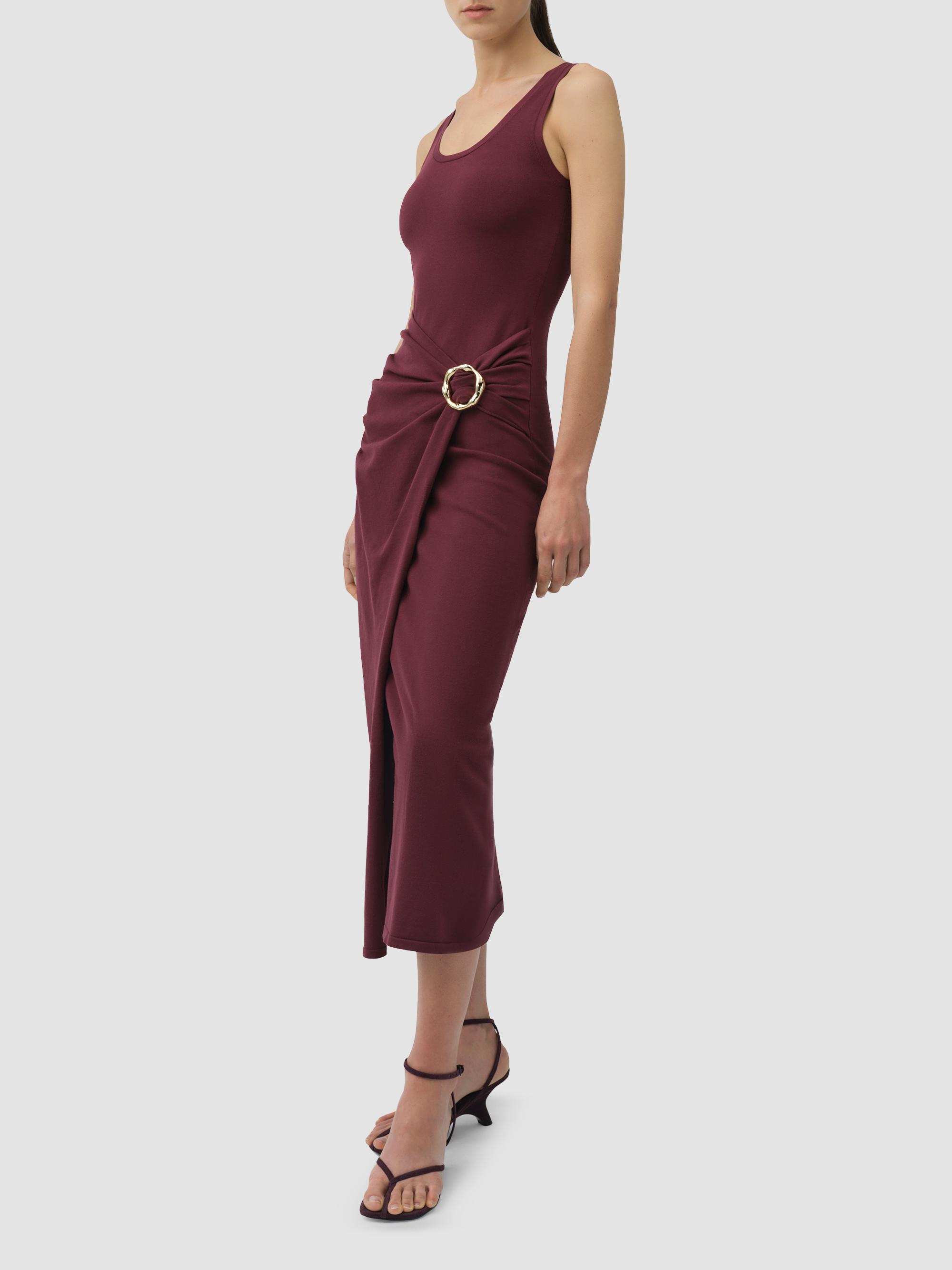 SIMKHAI Women's Genne Draped Midi Dress - Fig | Thumbnail 4