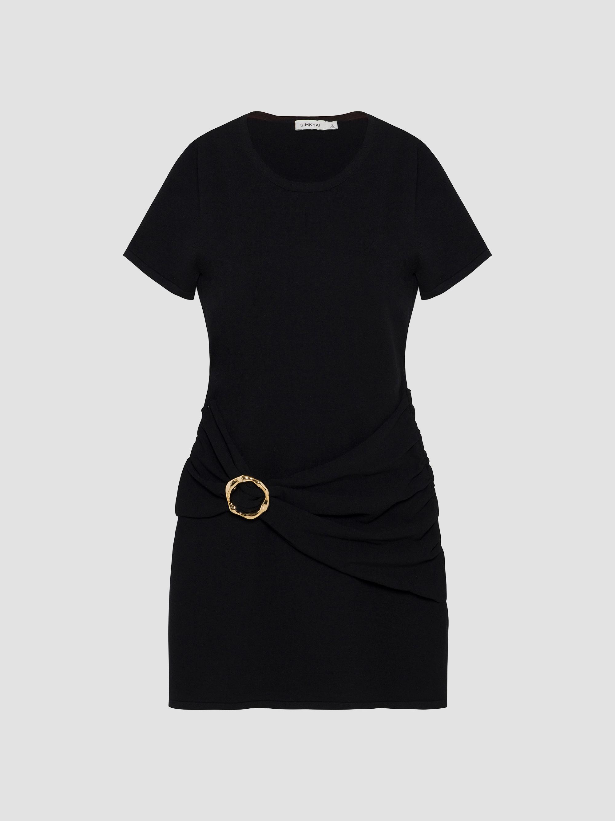 SIMKHAI Women's Leni Draped Mini Dress - Black