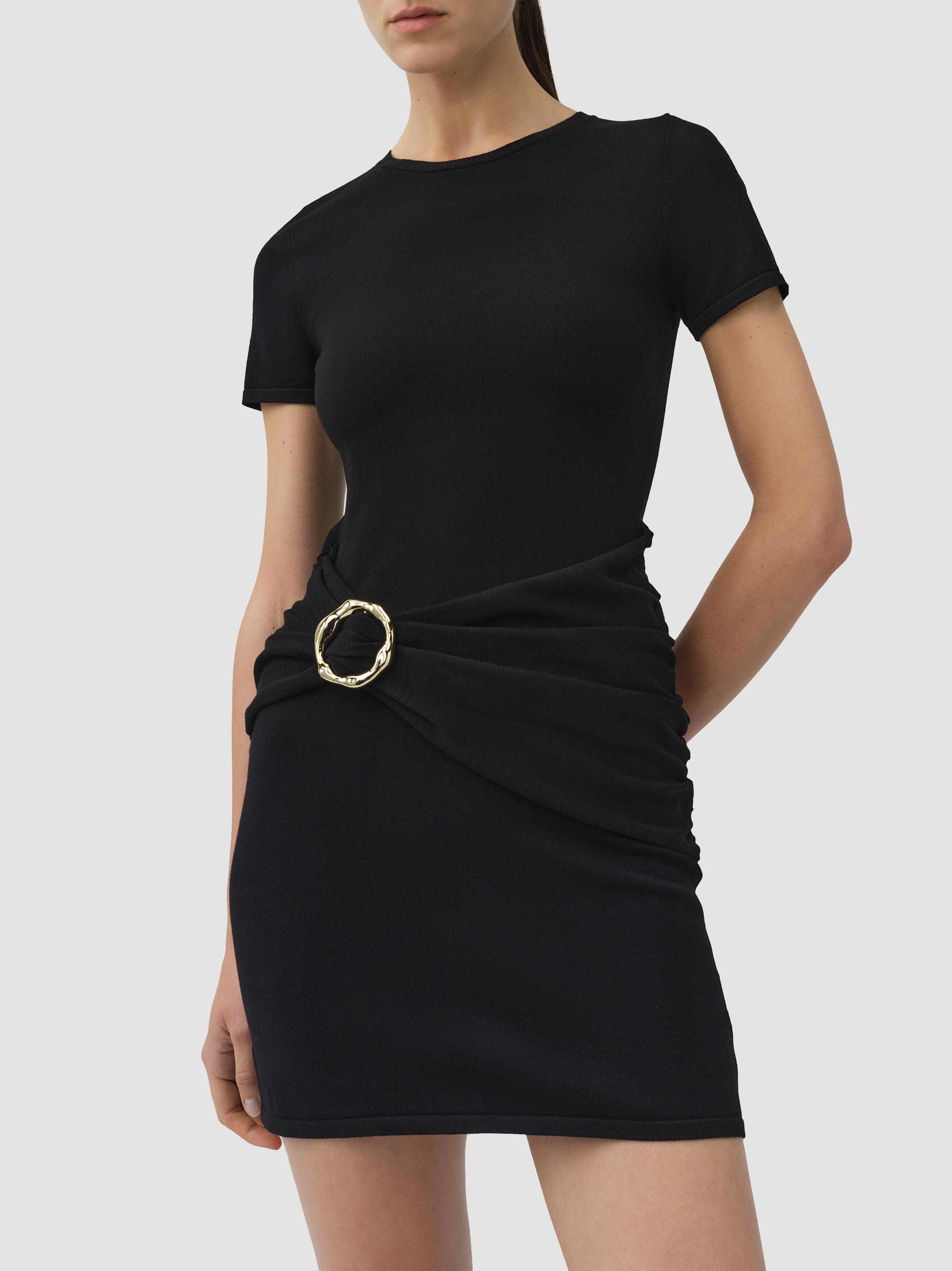 SIMKHAI Women's Leni Draped Mini Dress - Black | Thumbnail 4
