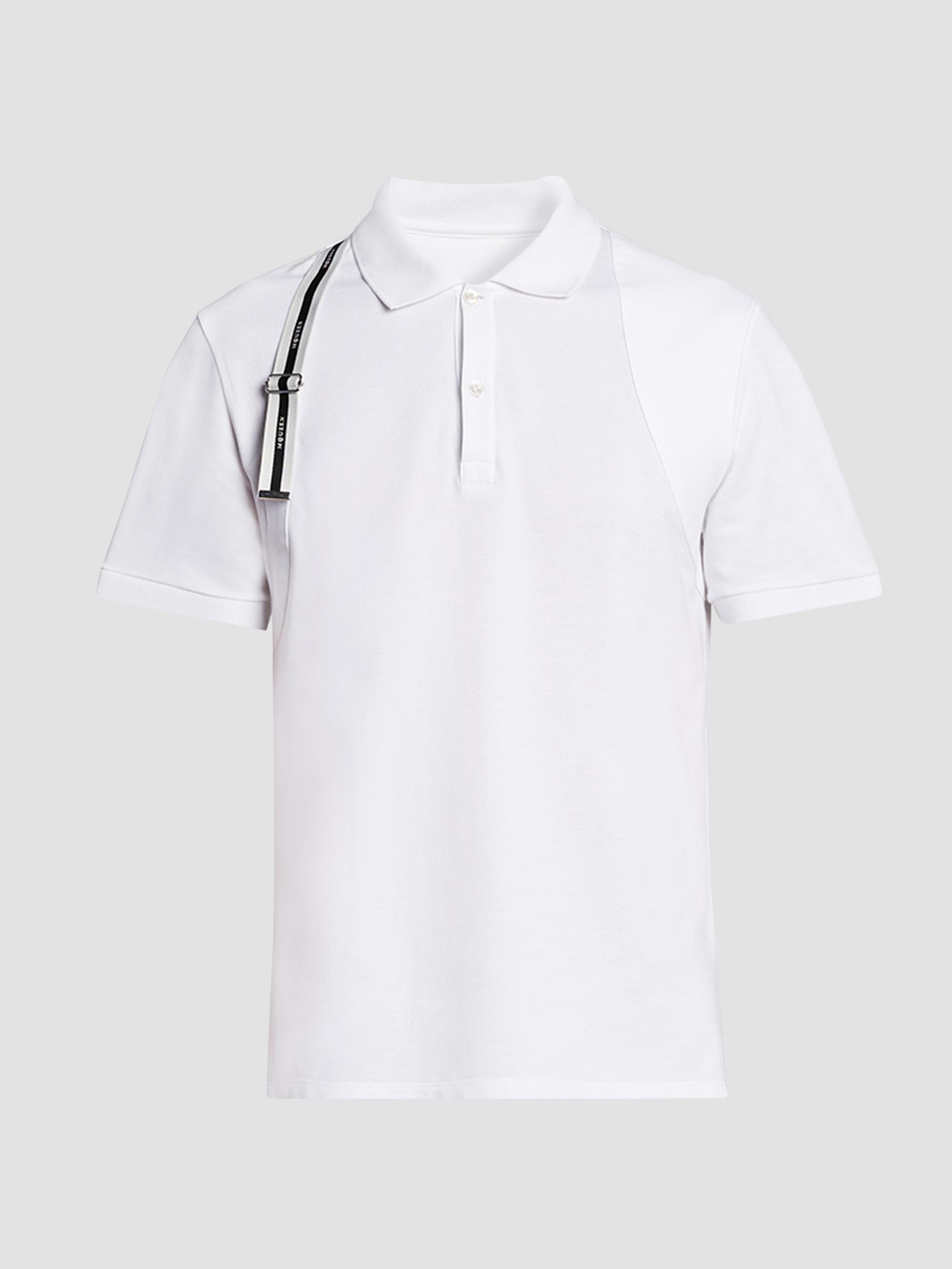 McQueen Men's Harness Cotton Polo Shirt - Optical White