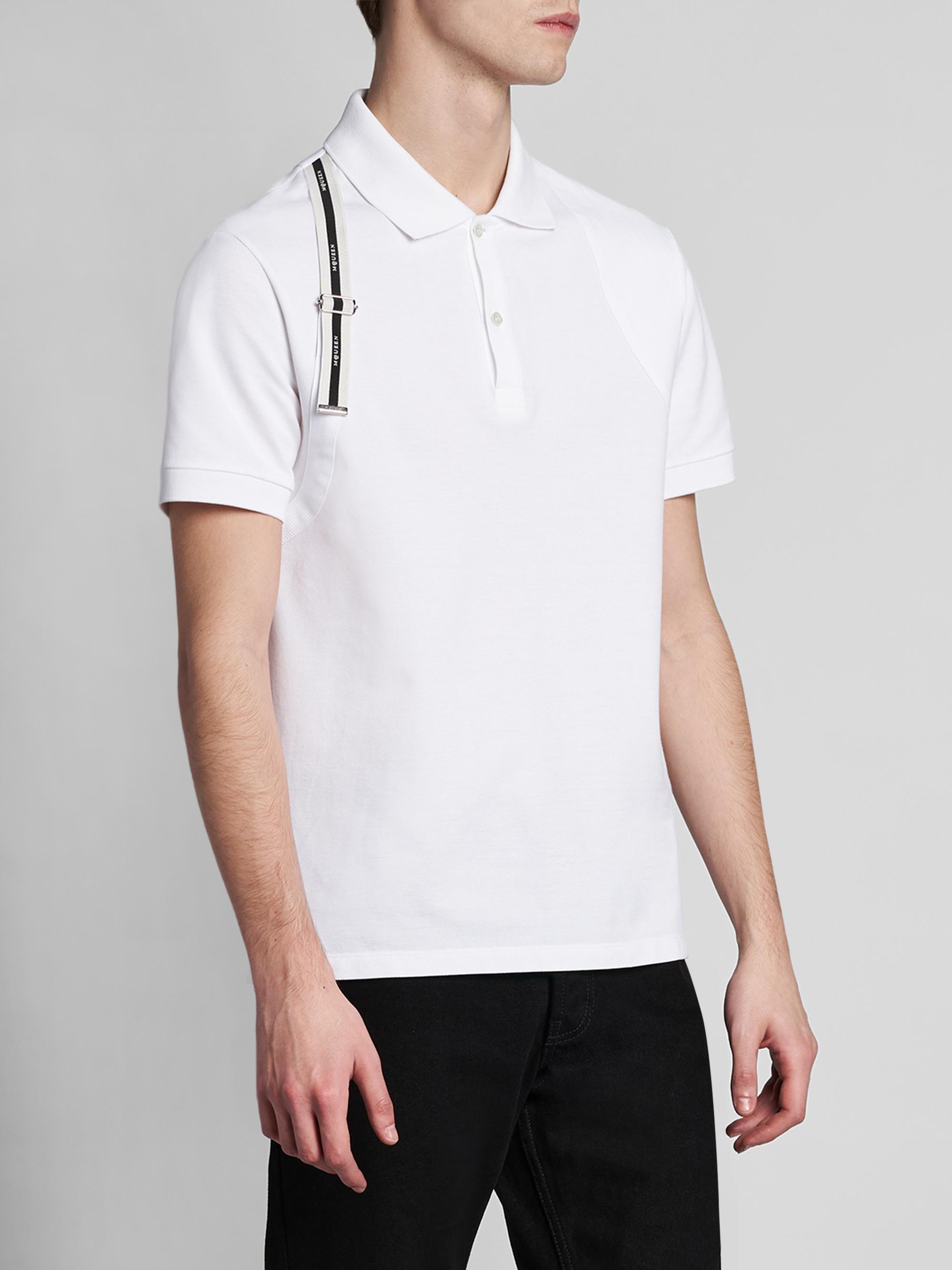 McQueen Men's Harness Cotton Polo Shirt - Optical White | Thumbnail 4