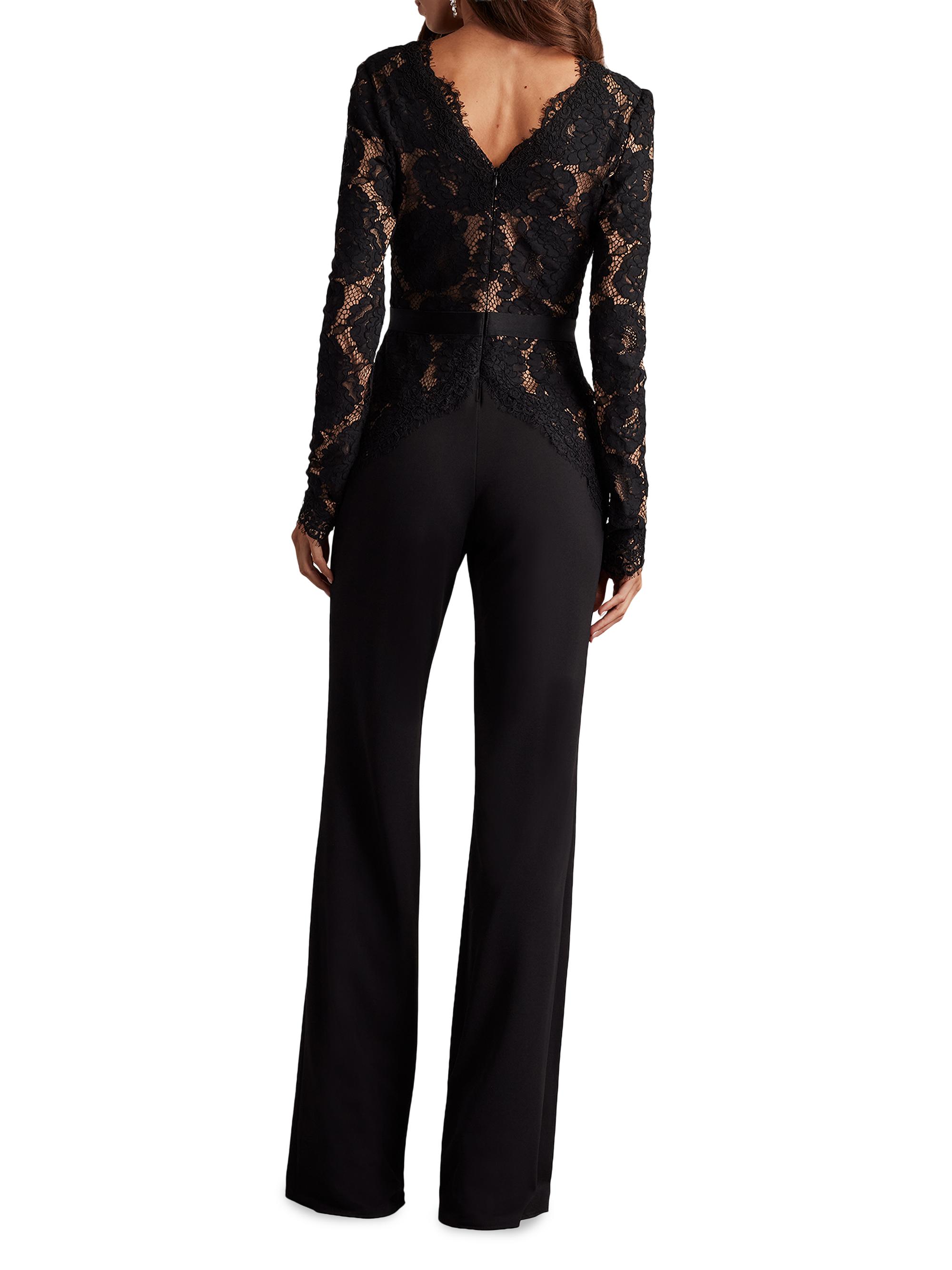 Tadashi shoji オフショルダーレーストップス J024 Tadashi Shoji Lace Bodice Crepe Jumpsuit | Saks Fifth Avenue