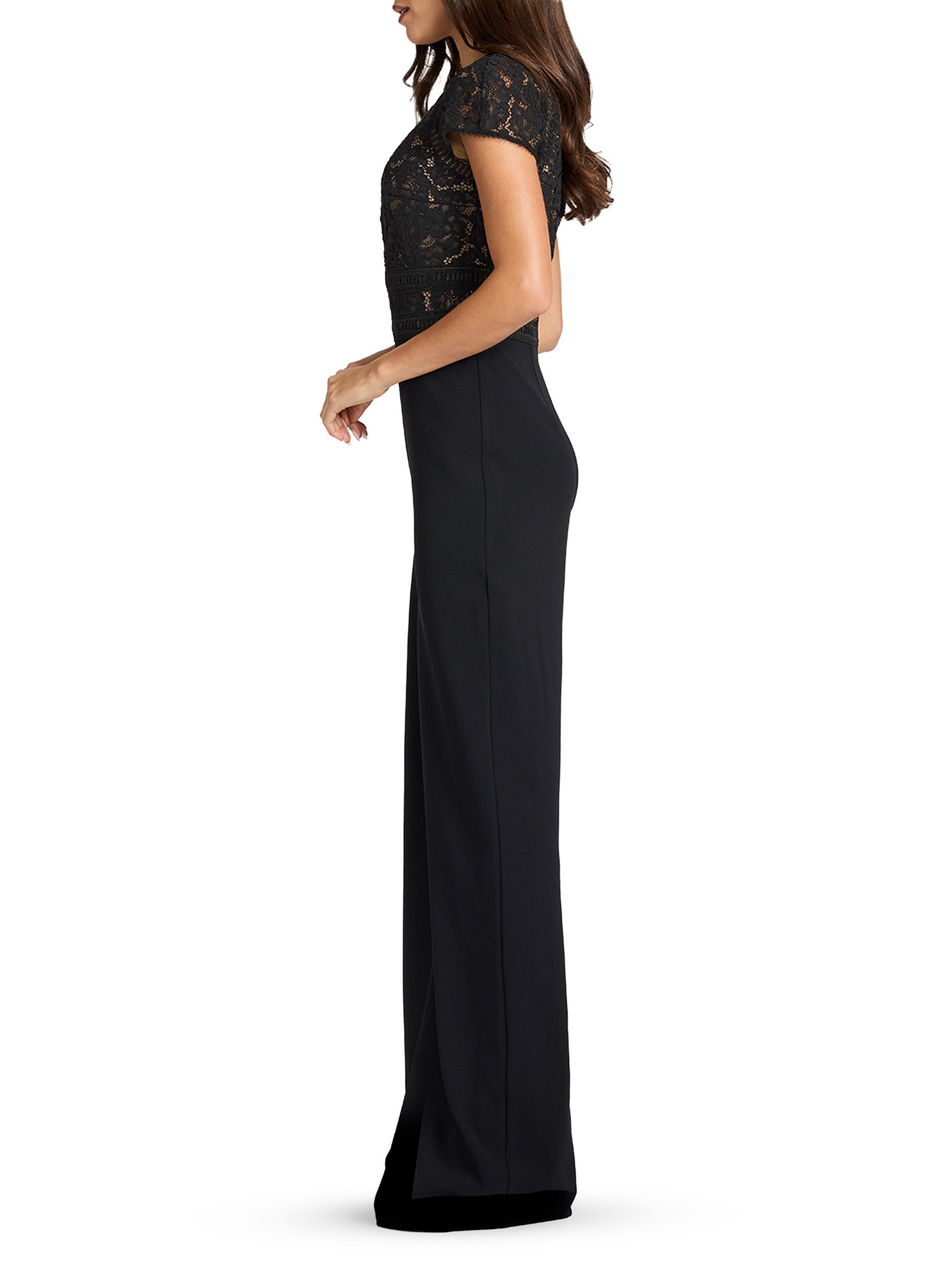 Tadashi Shoji Women's Corded Lace Short-Sleeve Jumpsuit - Black Beige | Thumbnail 3