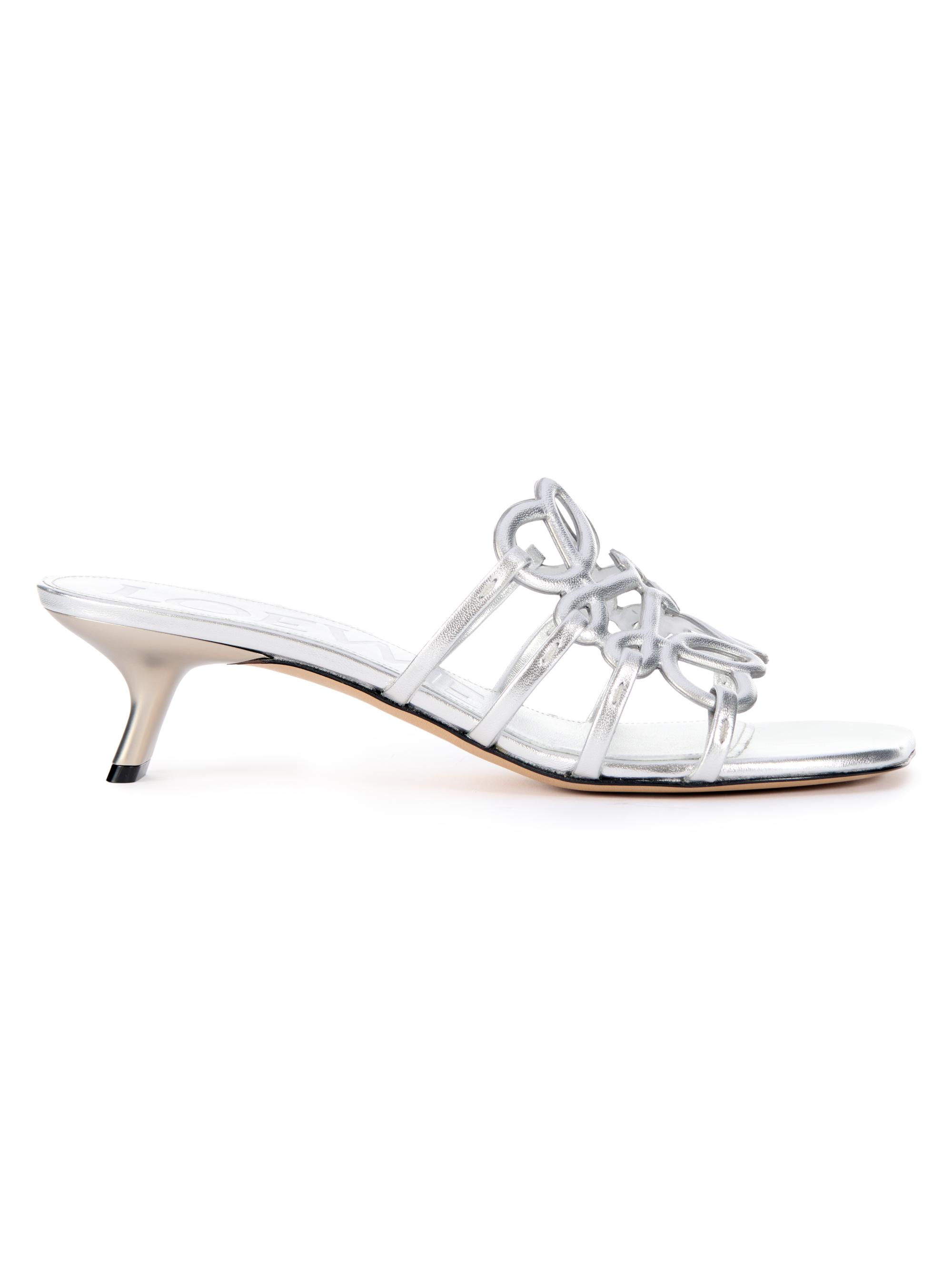 LOEWE Women's  x Paula's Ibiza Petal Anagram 45MM Leather Sandals - Silver