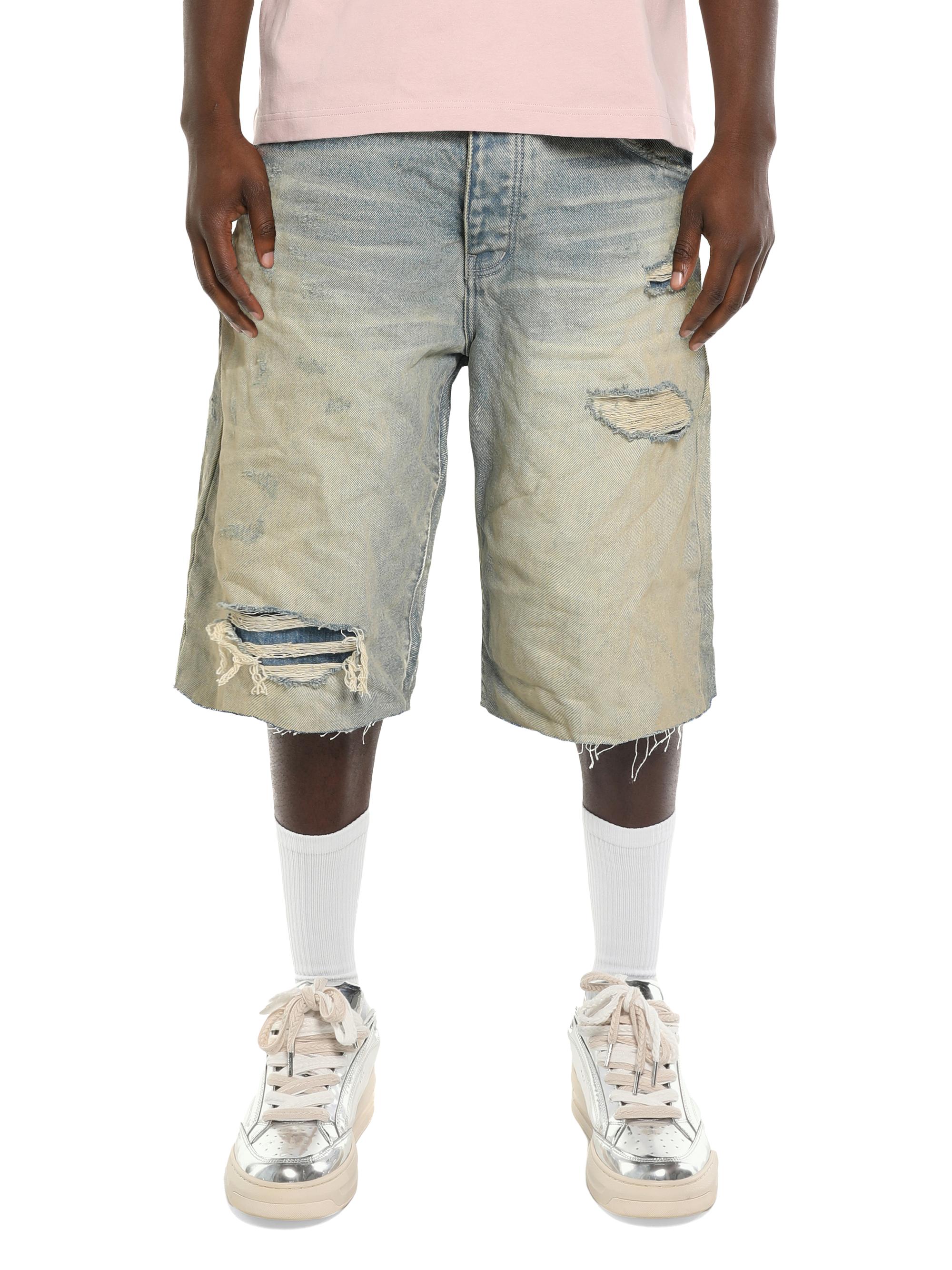 Purple Brand Men's Distressed Denim Shorts - Light Indigo