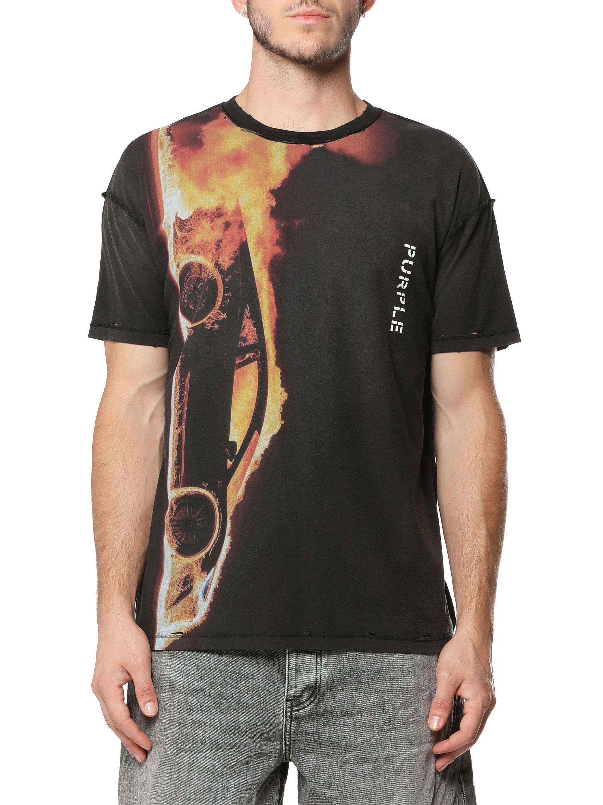 Purple Brand Men's Graphic Cotton Jersey T-Shirt - Black