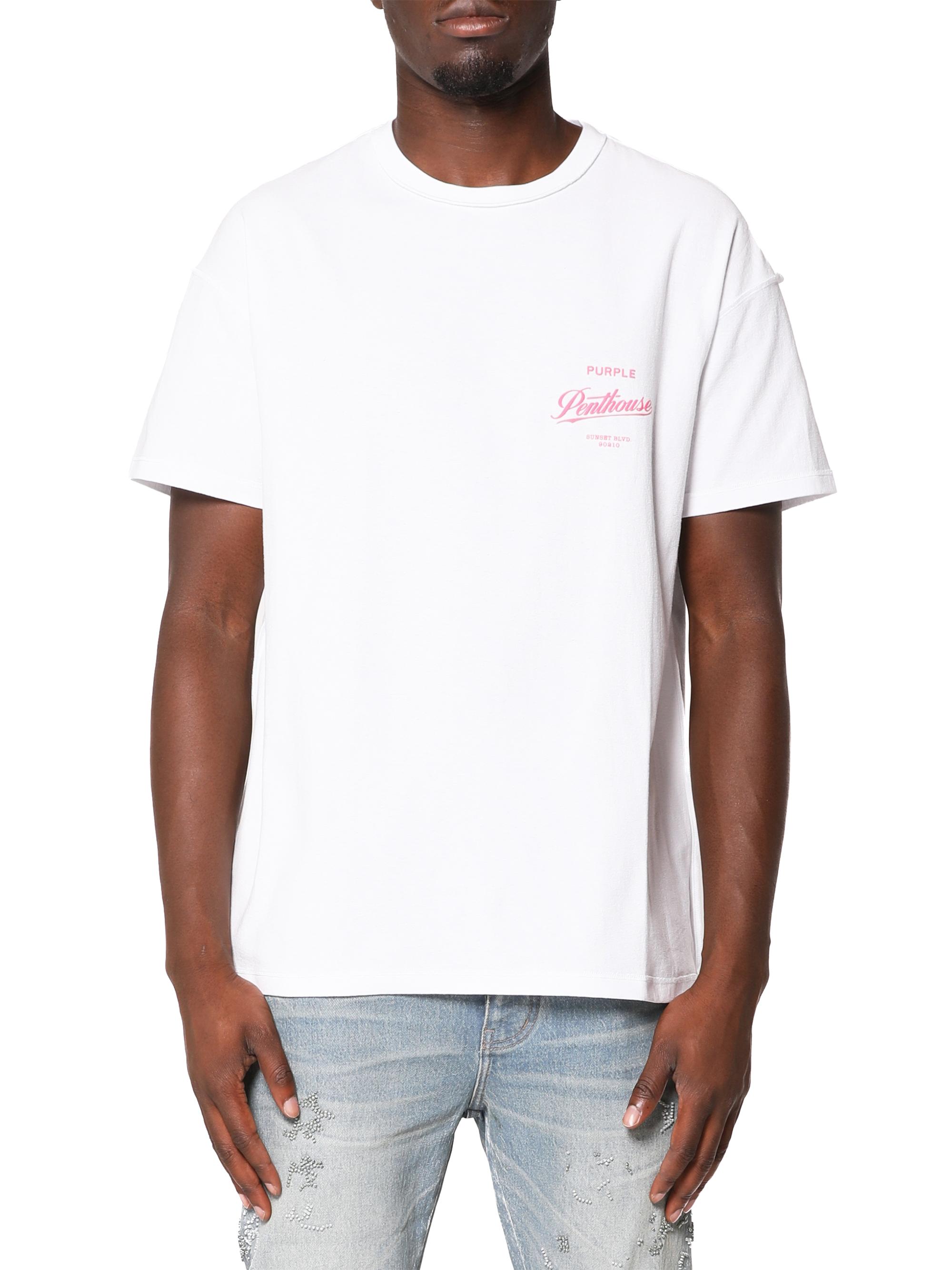 Purple Brand Men's Textured Inside-Out Crewneck T-Shirt - White