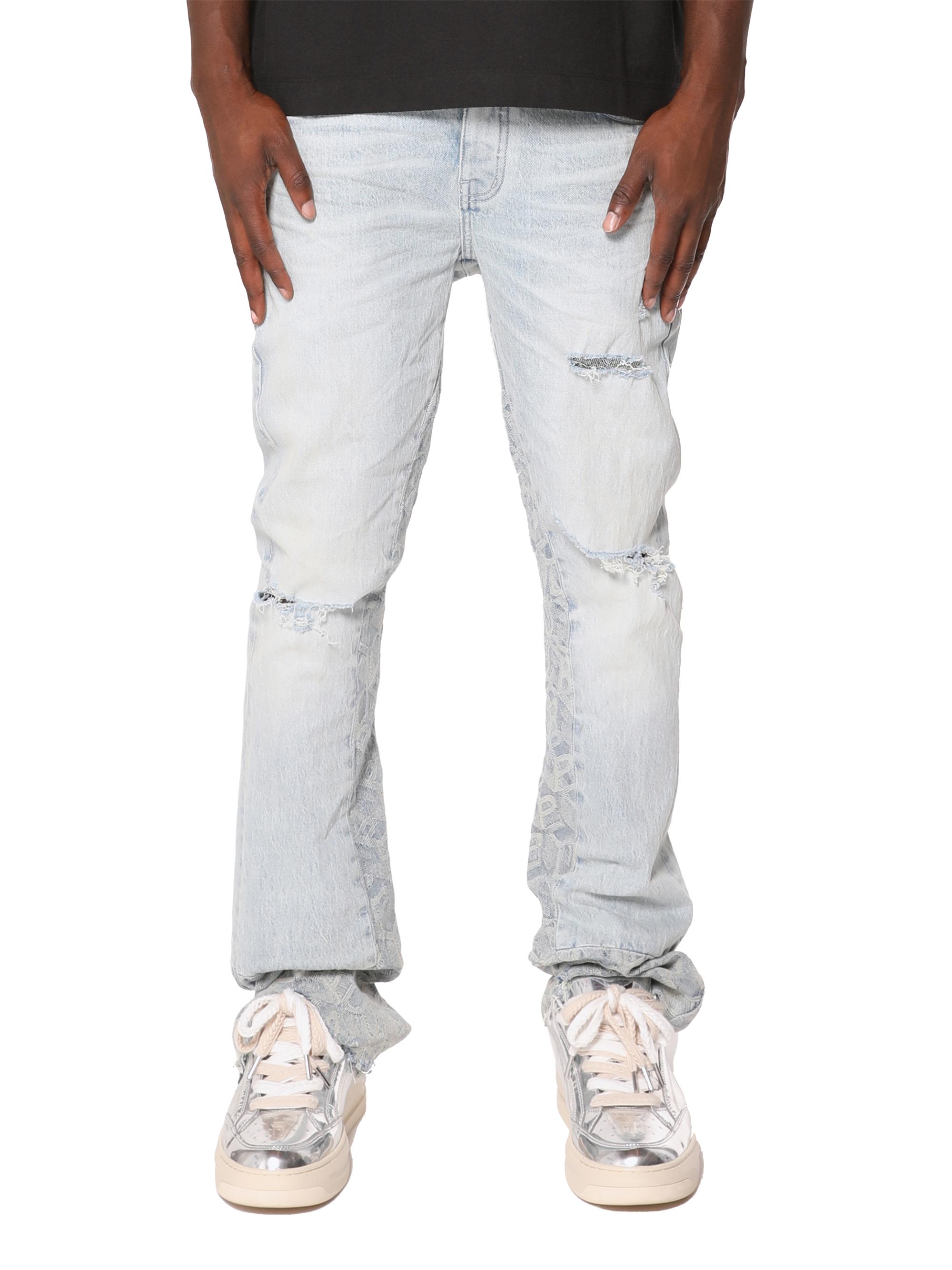 Purple Brand Men's Monogram Reworked Flare Jeans - Light Indigo