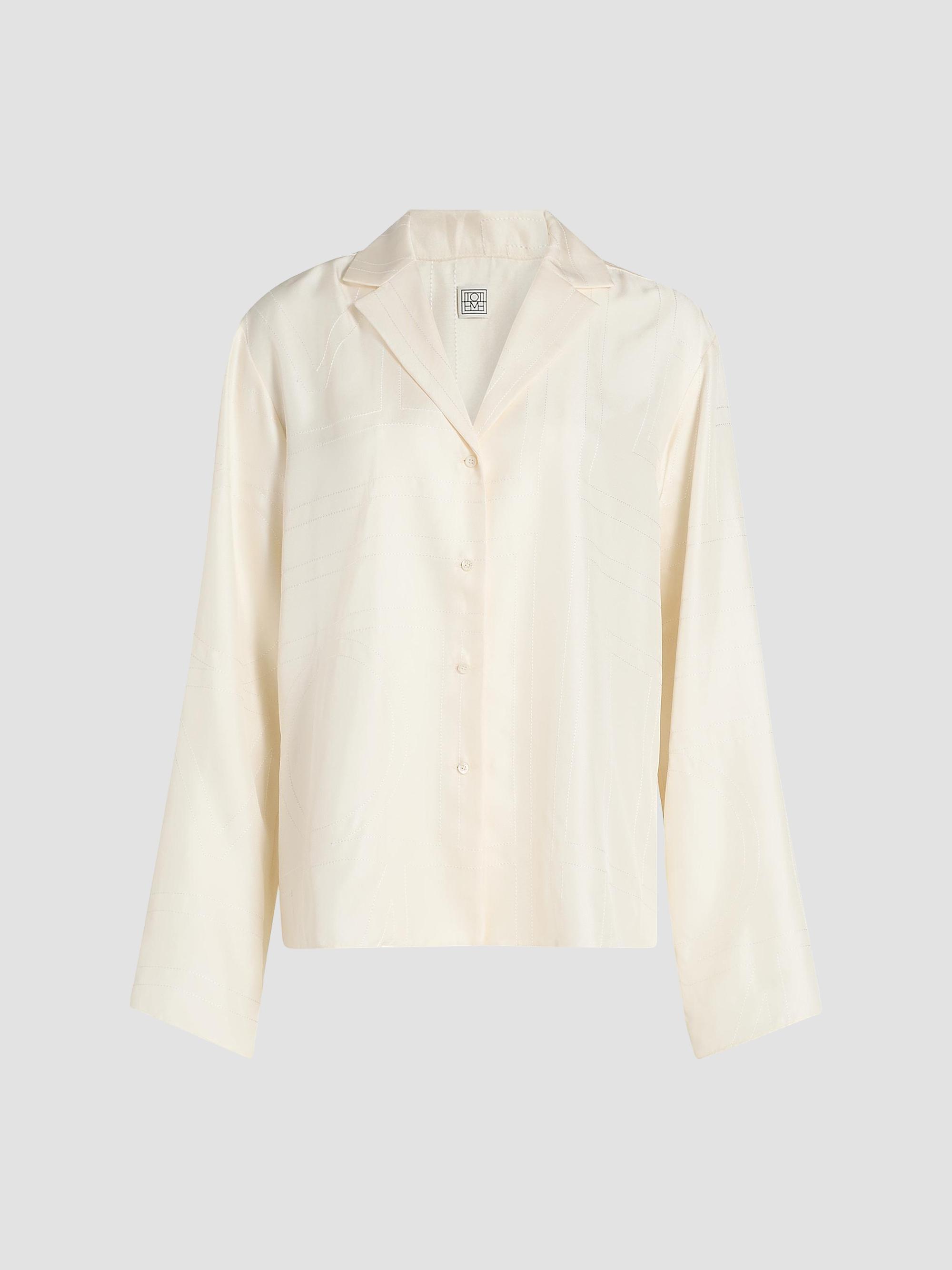 Toteme Women's Monogram Silk Pajama Top - Cream | Thumbnail 8