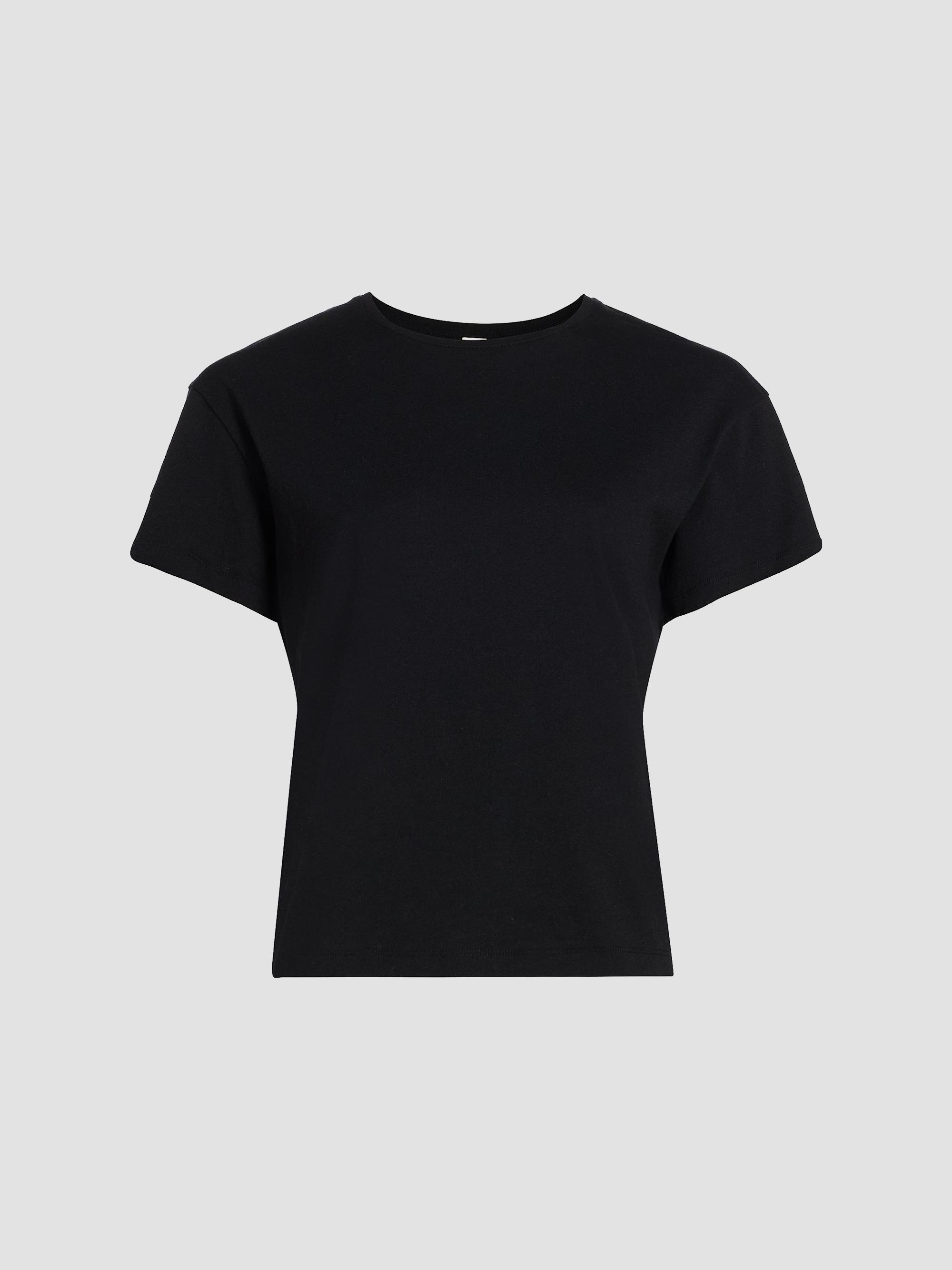 Toteme Women's Embroidered Monogram Cotton Classic T-Shirt - Black | Thumbnail 8
