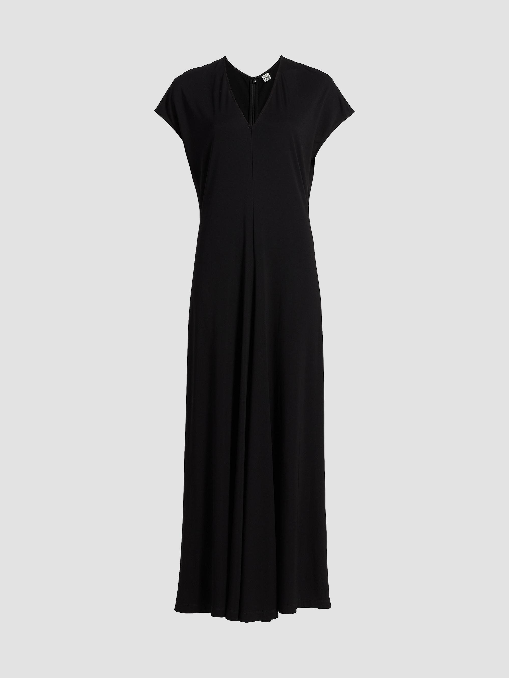 Toteme Women's V-Neck Jersey Maxi Dress - Black | Thumbnail 8