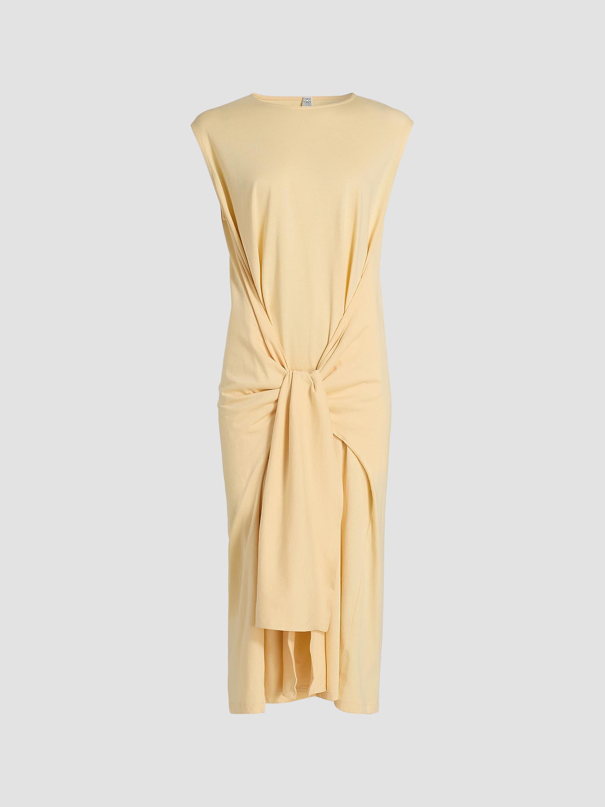 Toteme Women's Tie-Waist Jersey Midi Dress - Buttercup | Thumbnail 8