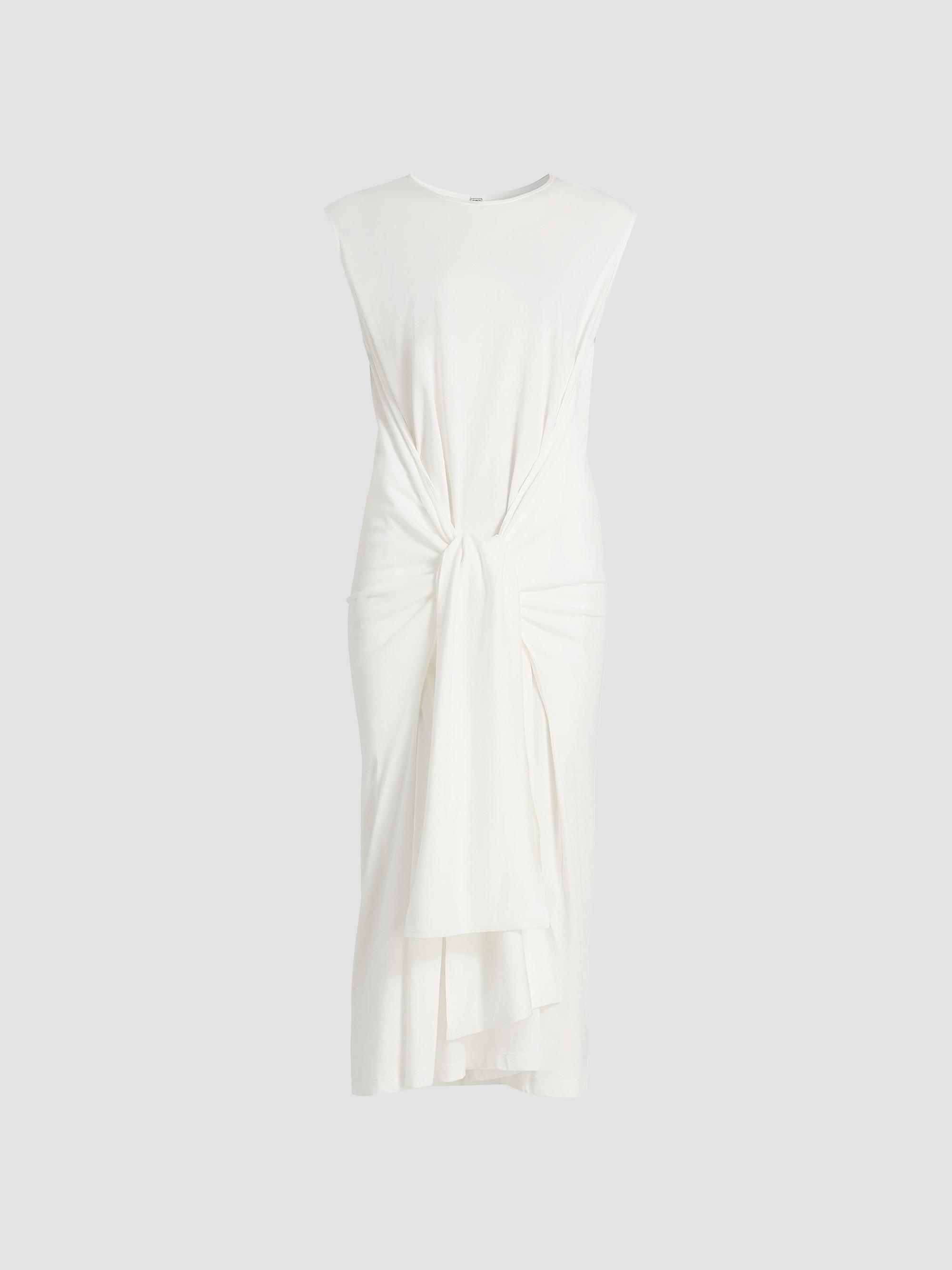 Toteme Women's Tie-Waist Jersey Midi Dress - Off White | Thumbnail 8