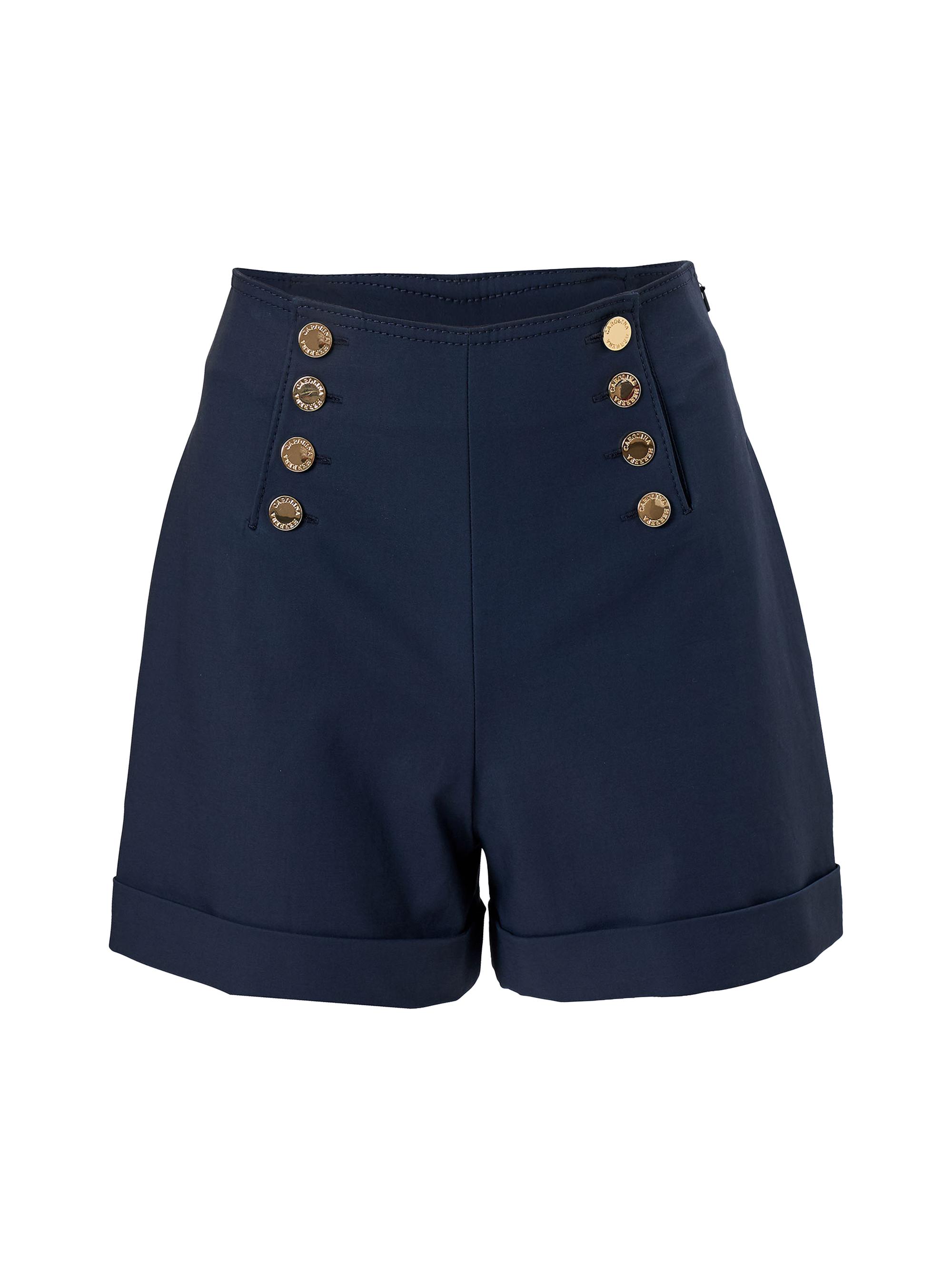 Carolina Herrera Women's Cabana High-Rise Wide-Leg Shorts - Midnight - Women's Clothing