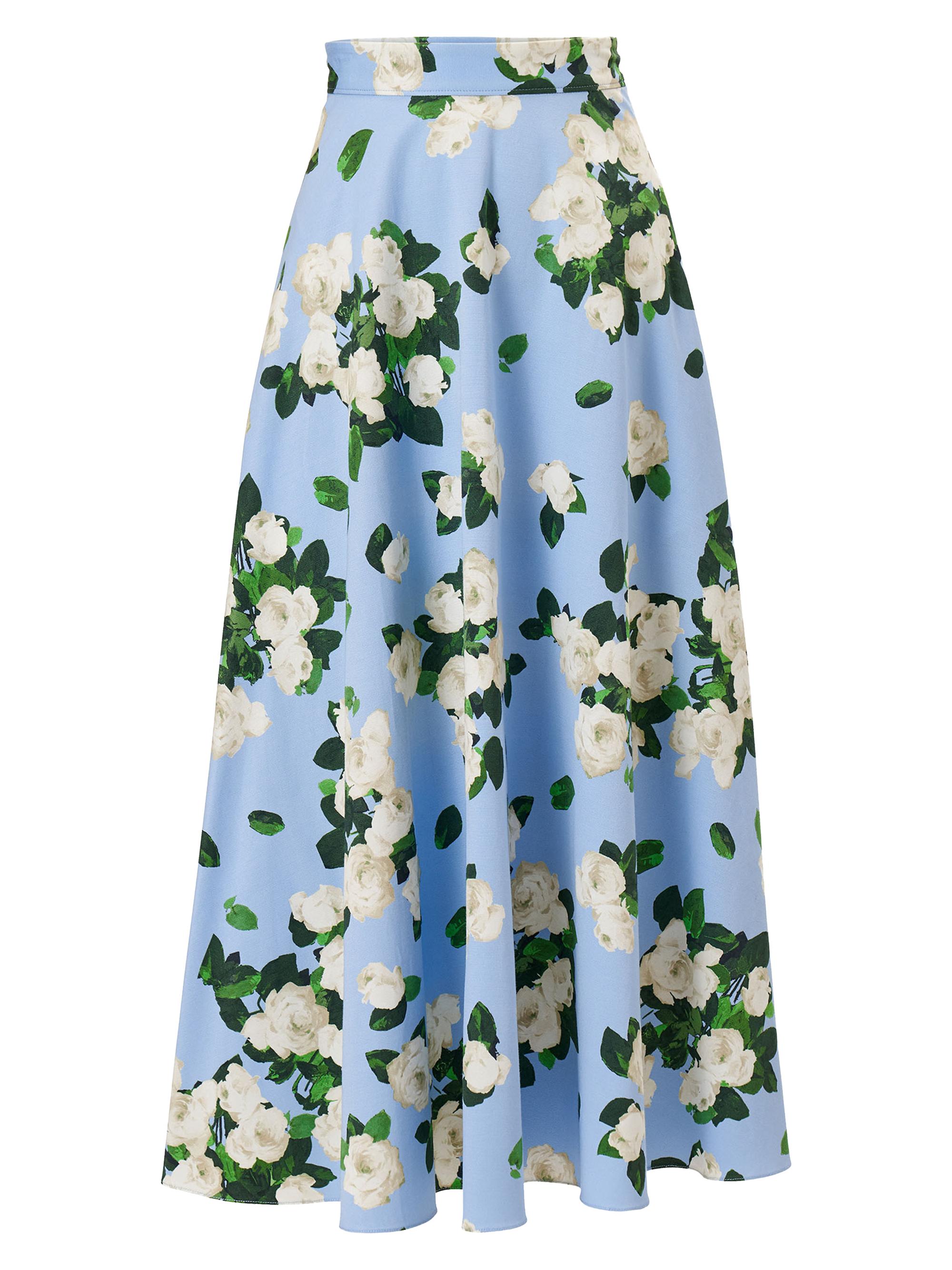 Carolina Herrera Women's Cabana Floral Half Circle Cotton-Blend Midi-Skirt - Cloudy Blue Multi