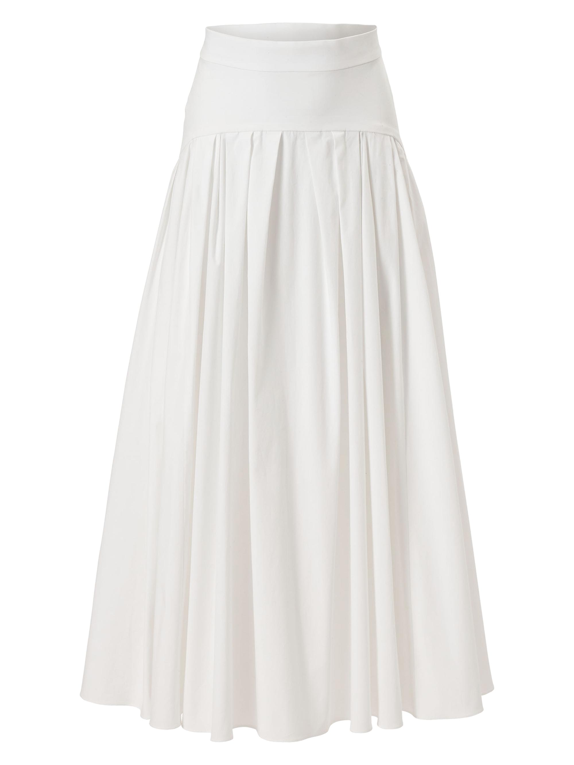 Carolina Herrera Women's Cabana Drop-Waist Stretch-Cotton Midi-Skirt - White