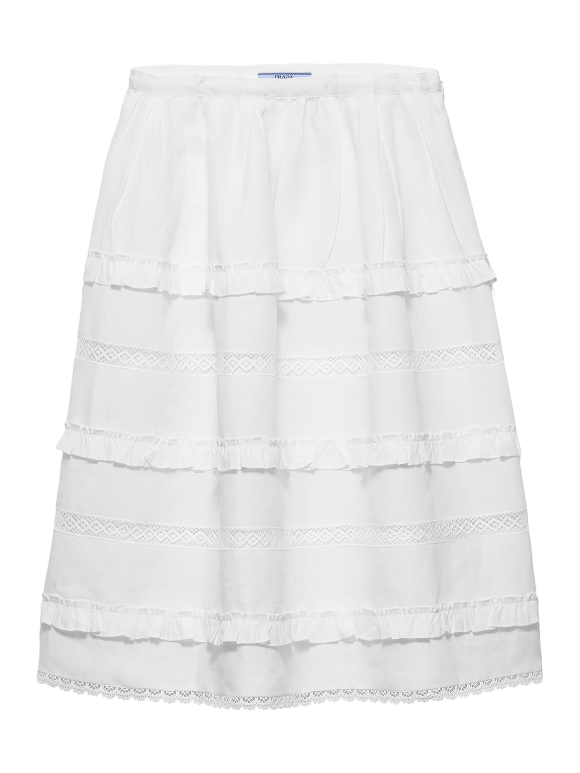 Prada Women's Embroidered Linen Skirt - White