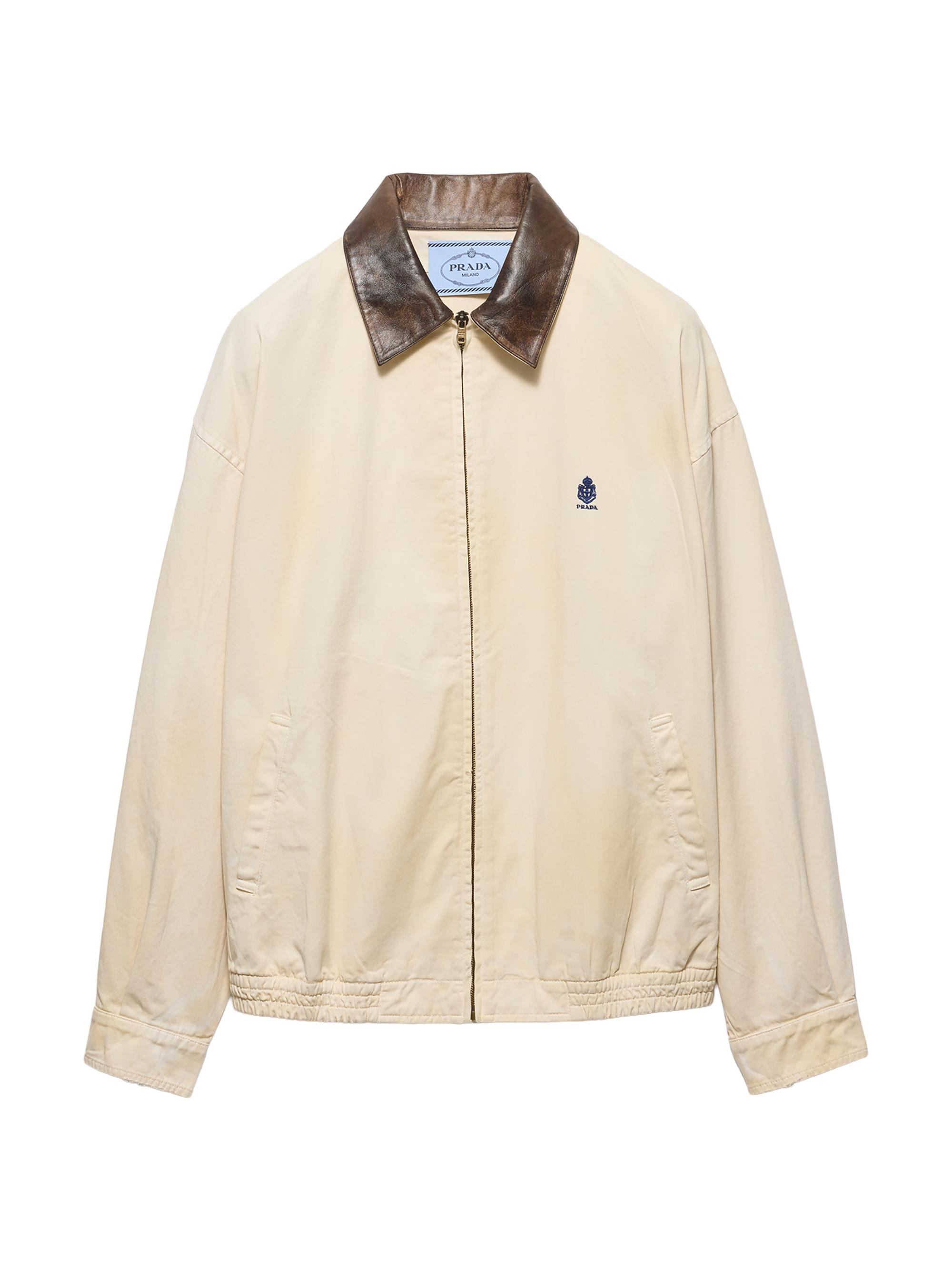 Embroidered Garment-Dyed Old Gabardine Blouson Jacket