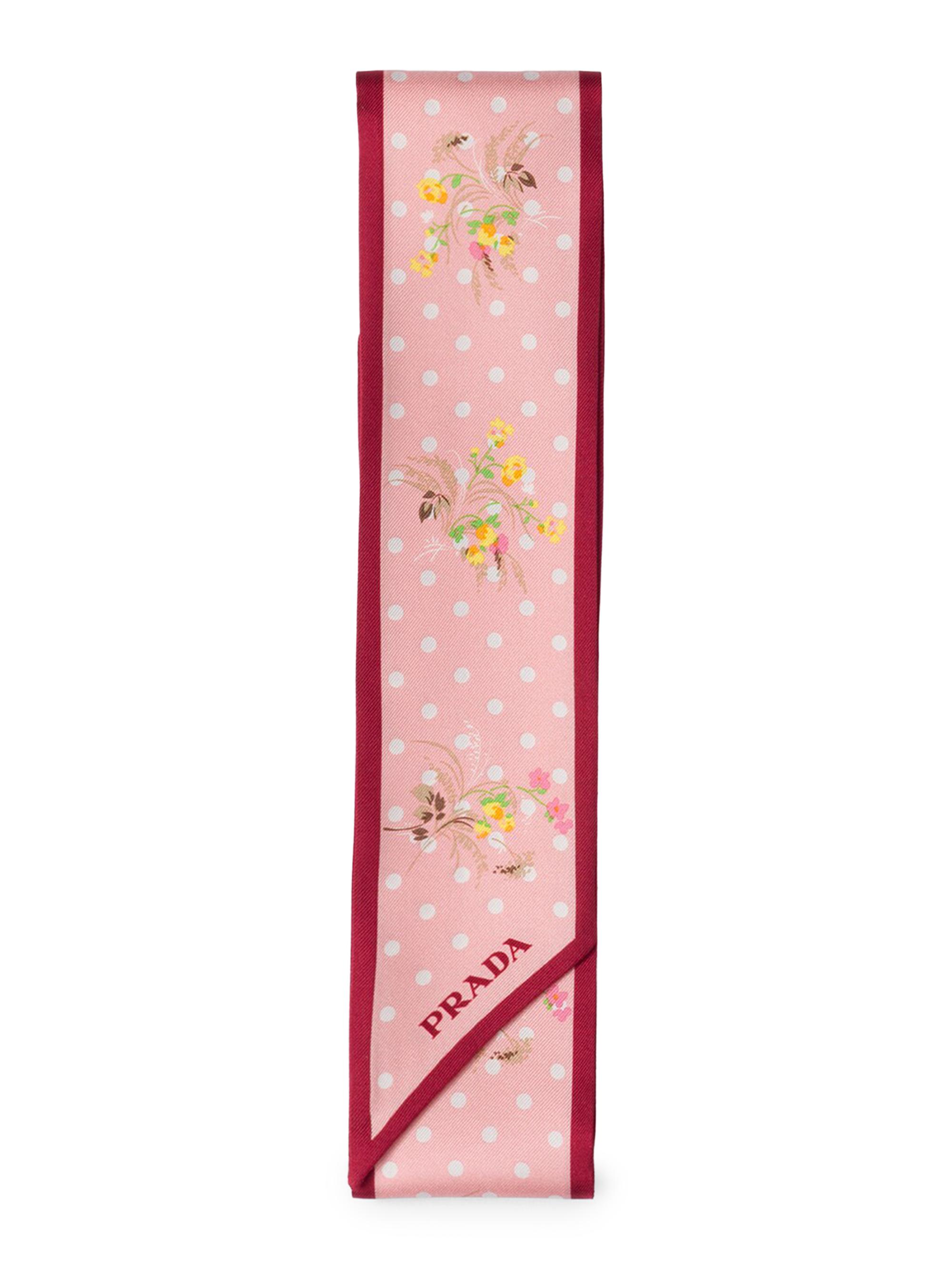 Prada Women's Printed Silk Twill Skinny Scarf - Pink