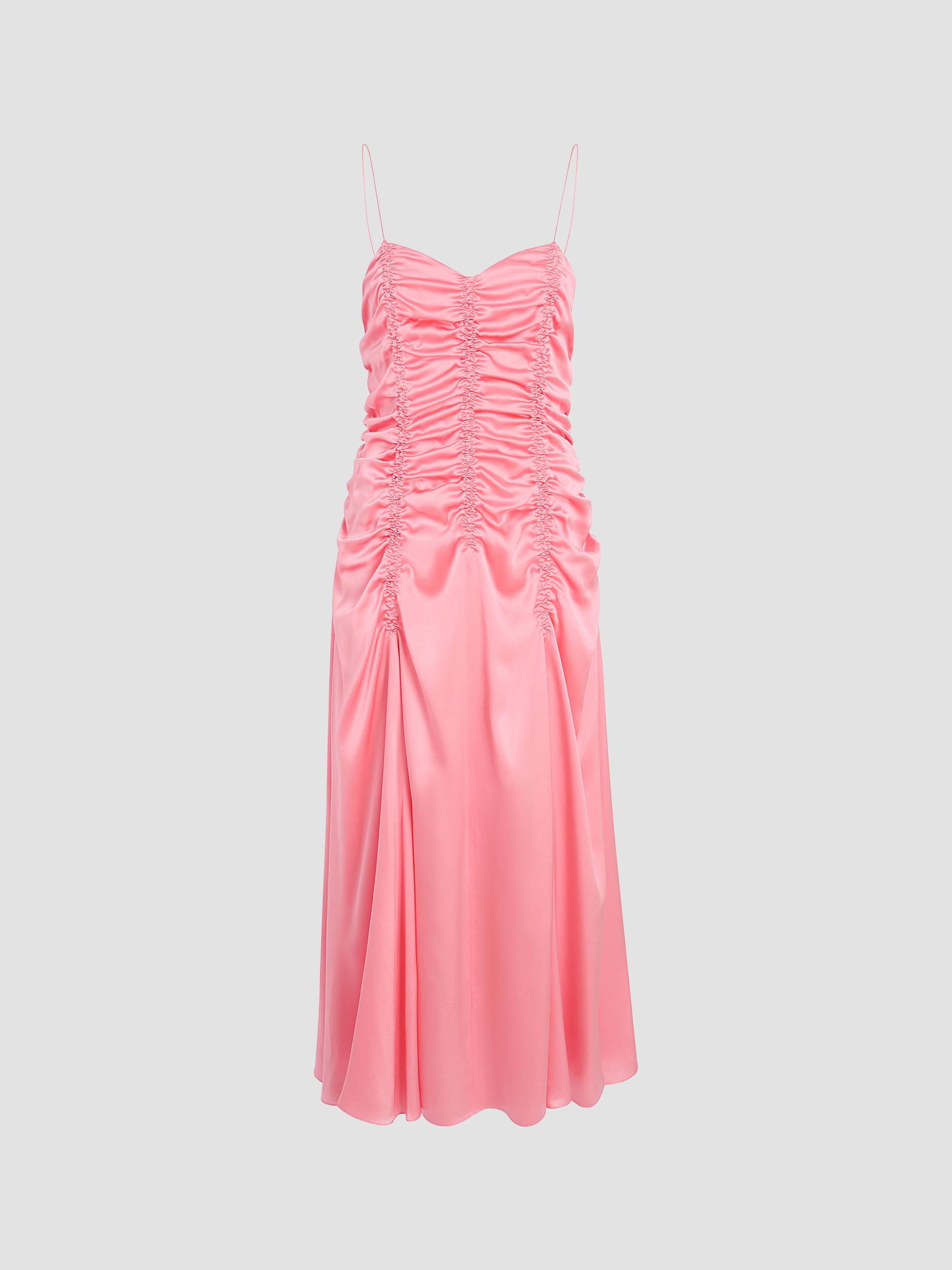 Khaite Women's Raina Ruched Silk Midi-Dress - Azalea - Women's Clothing