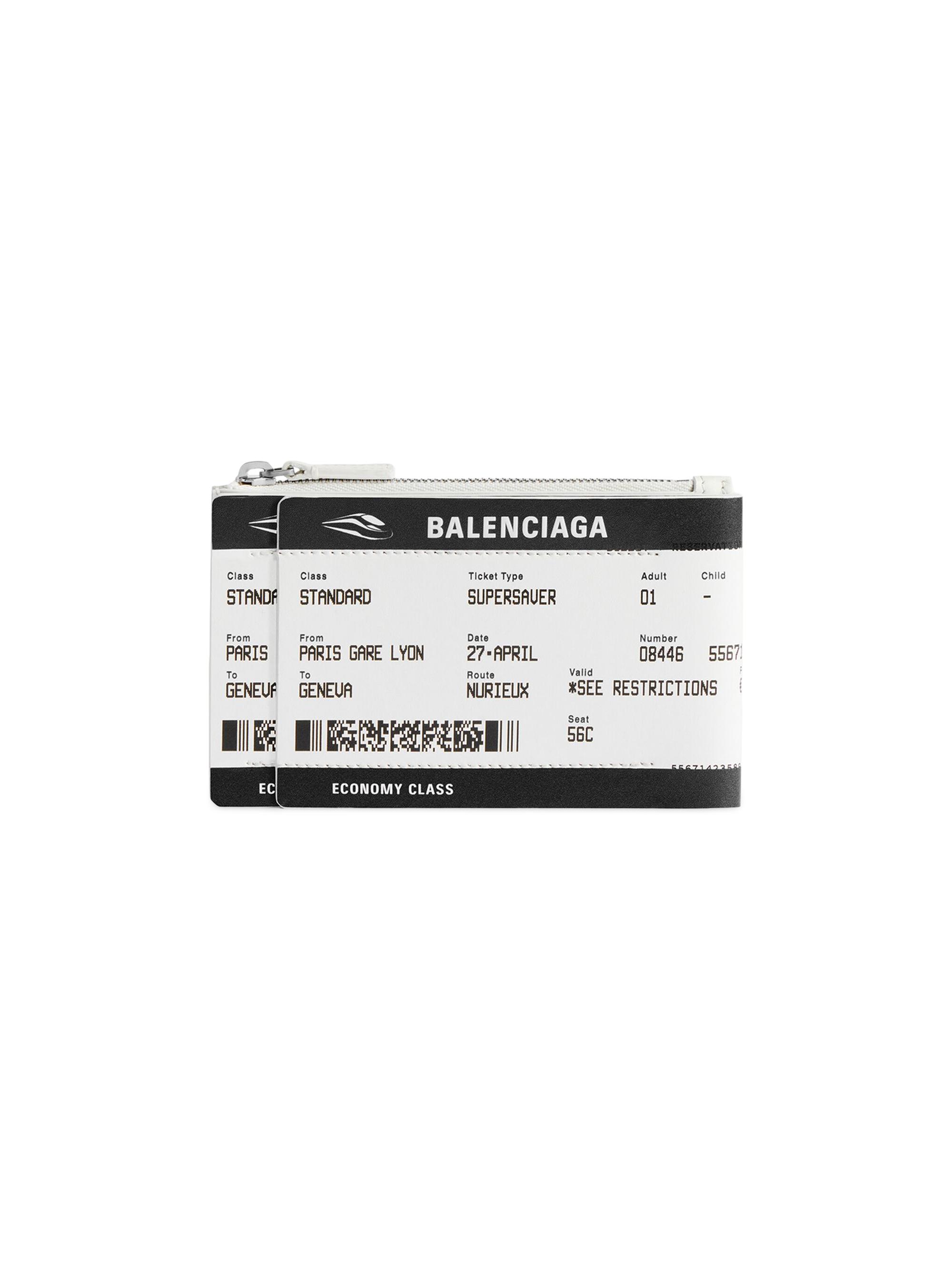 Balenciaga Men's Passport Boarding Pass Long Coin and Card Holder - Black White