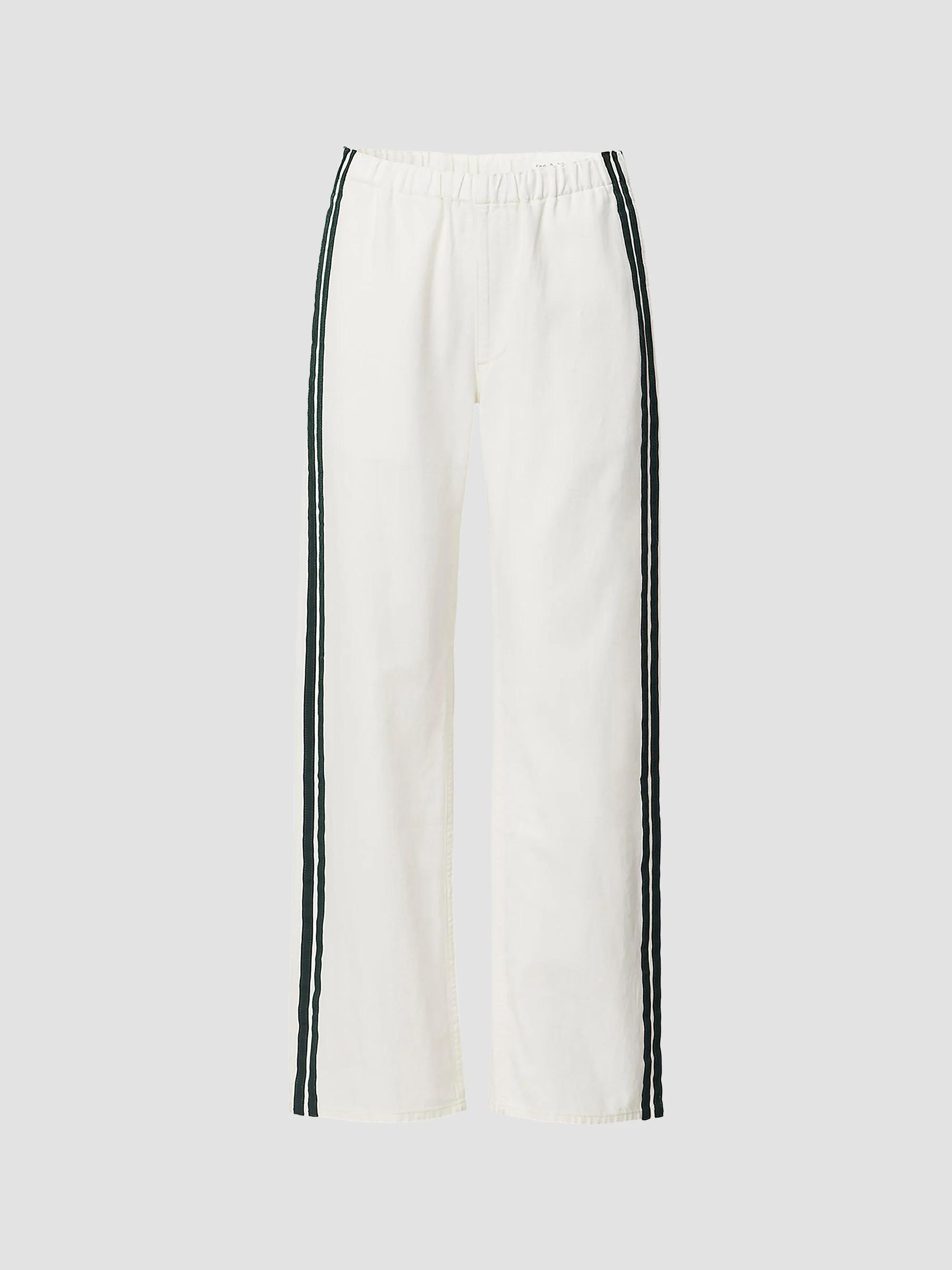 rag & bone Women's Featherweight Logan Striped Denim Track Pants - White Sport - Size Medium