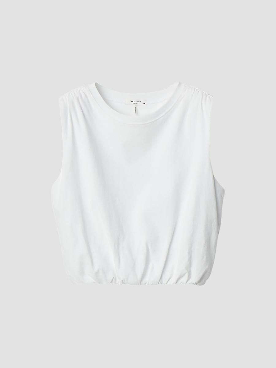 rag & bone Mica Bubble-Hem Cotton Crop Top | Saks Fifth Avenue