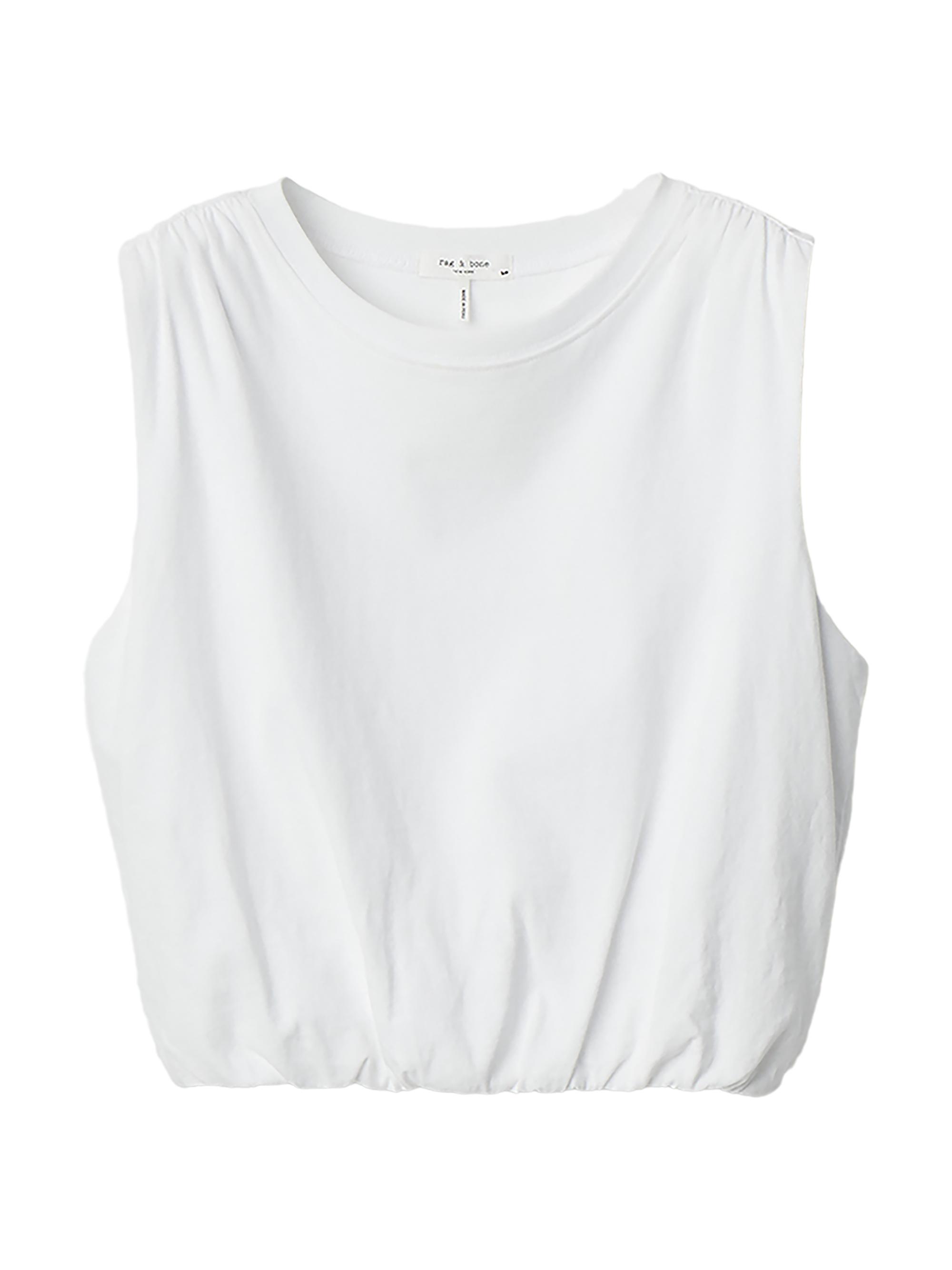 rag & bone Women's Mica Bubble-Hem Cotton Crop Top - White