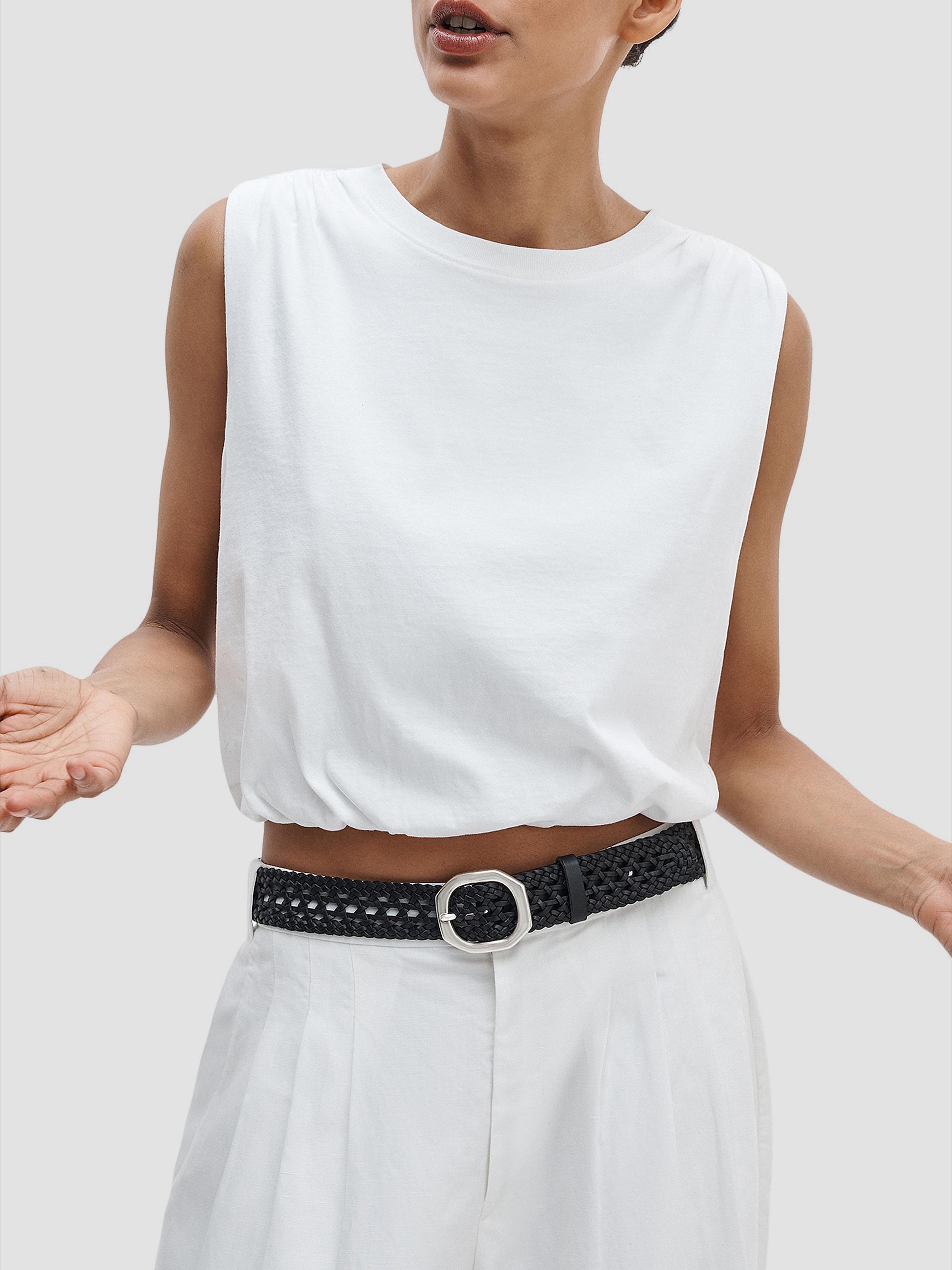 rag & bone Mica Bubble-Hem Cotton Crop Top | Saks Fifth Avenue