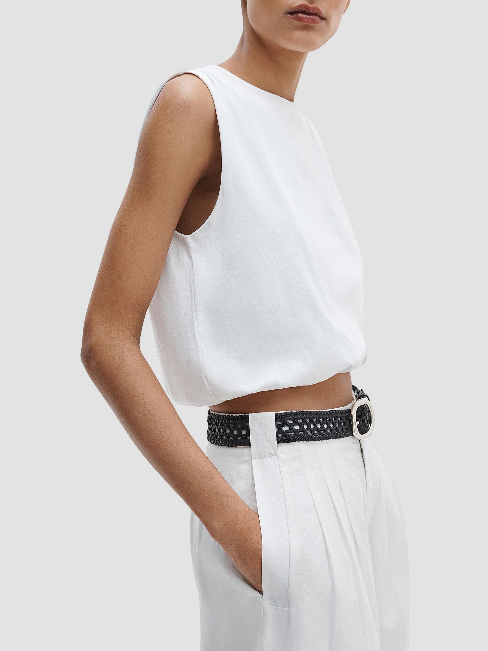 rag & bone Mica Bubble-Hem Cotton Crop Top | Saks Fifth Avenue