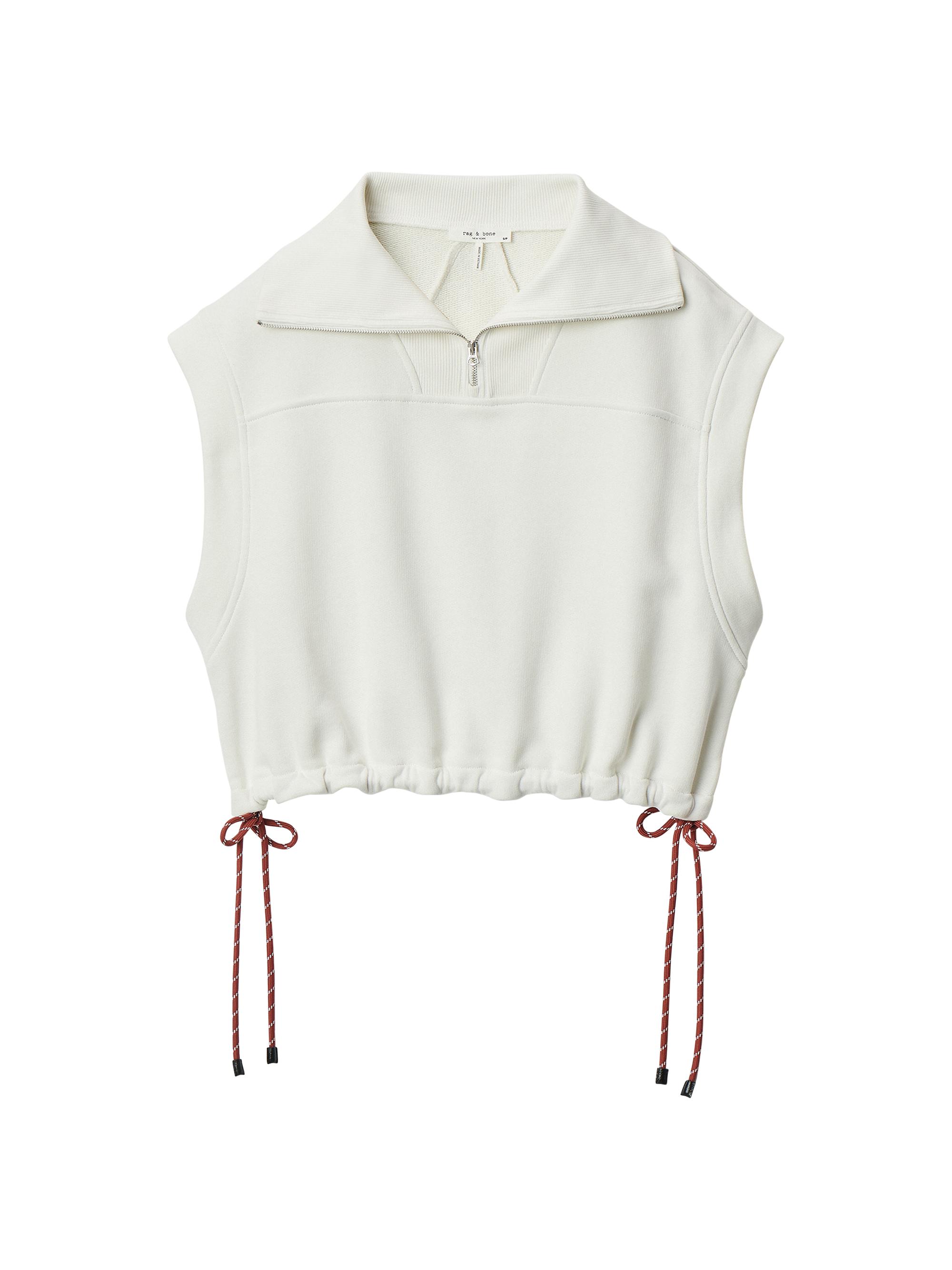 rag & bone Women's Drawstring-Hem Terry Cotton Crop T-Shirt - Cream
