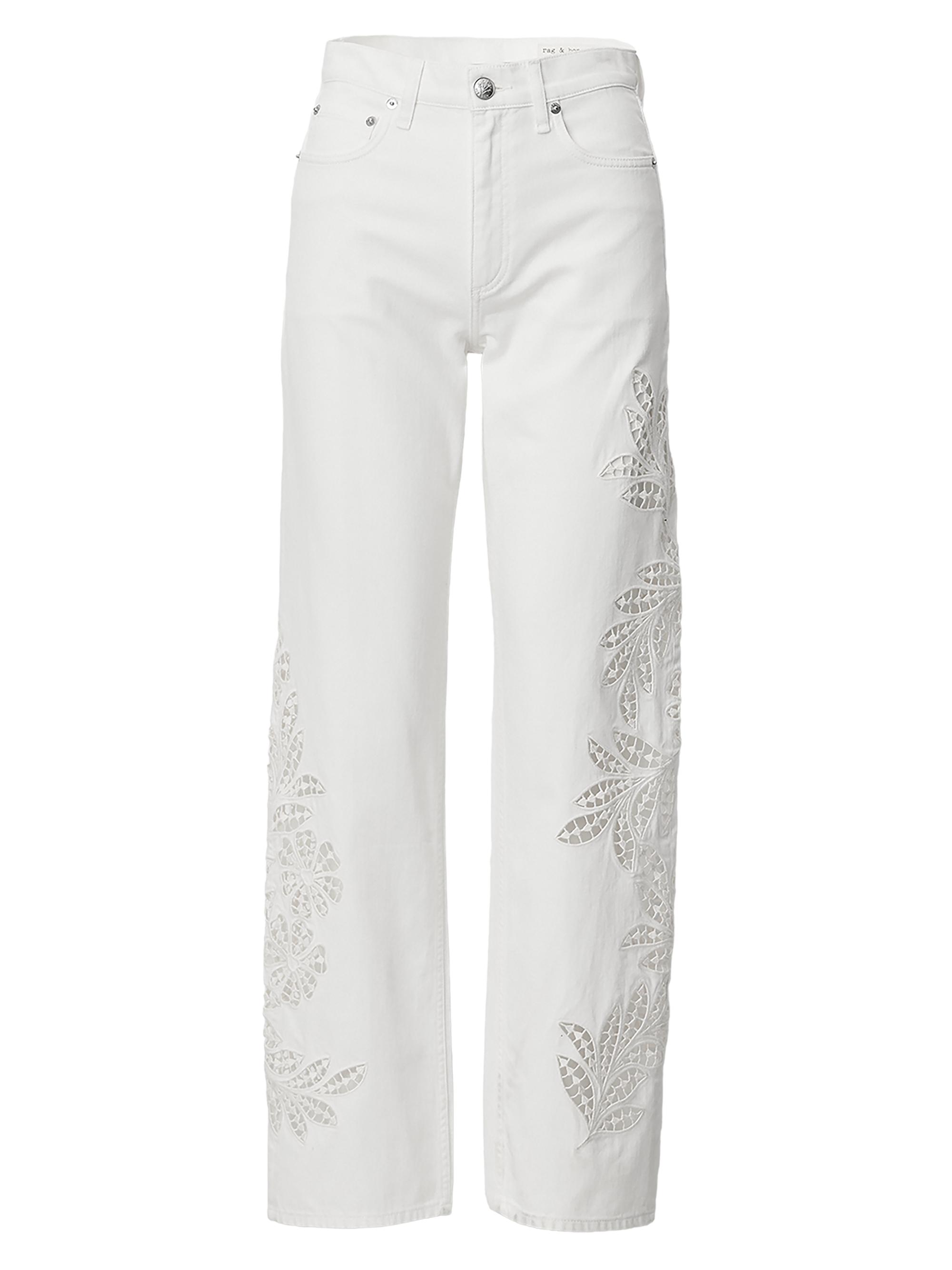 rag & bone Women's Shea Full High-Rise Straight-Leg Jeans - White Floral
