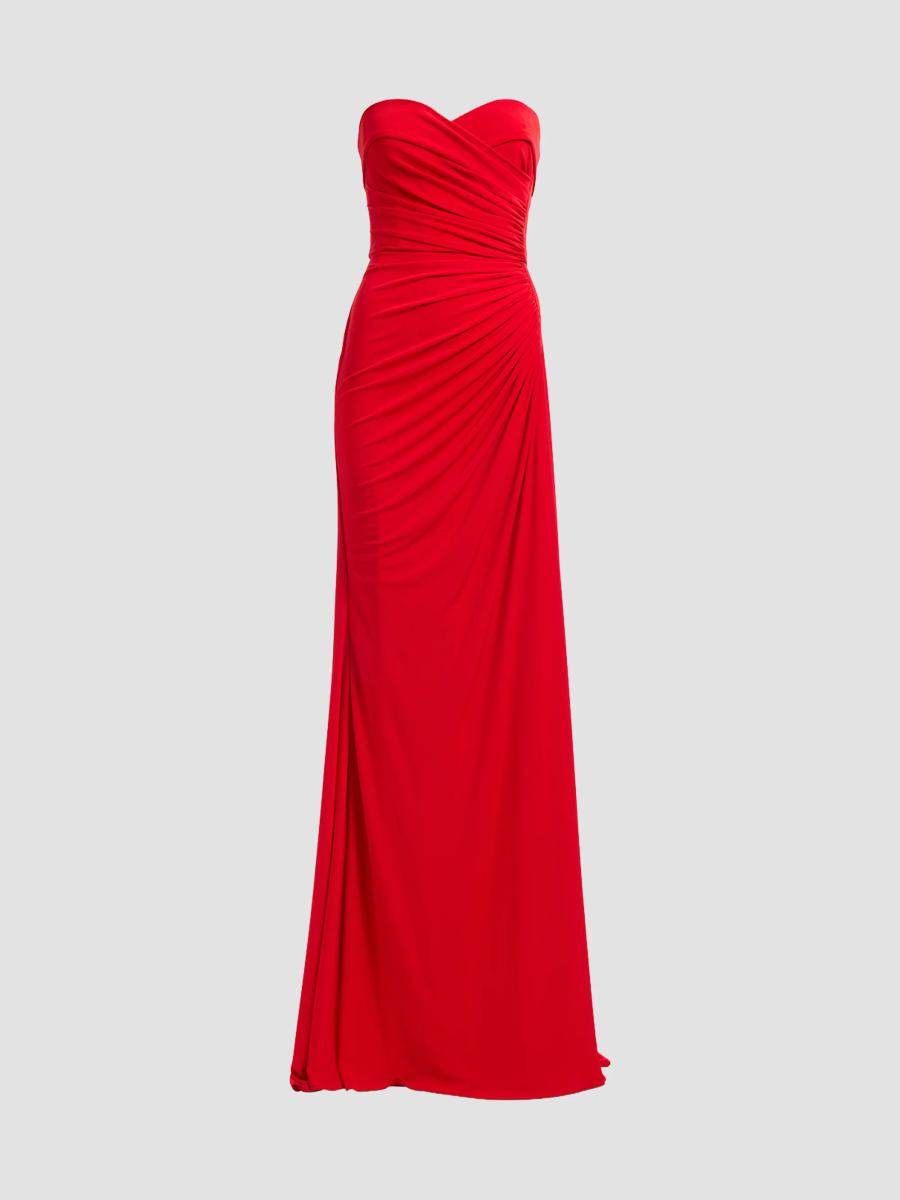Elie Saab Women's Strapless Draped Jersey Gown In Sunset Flame