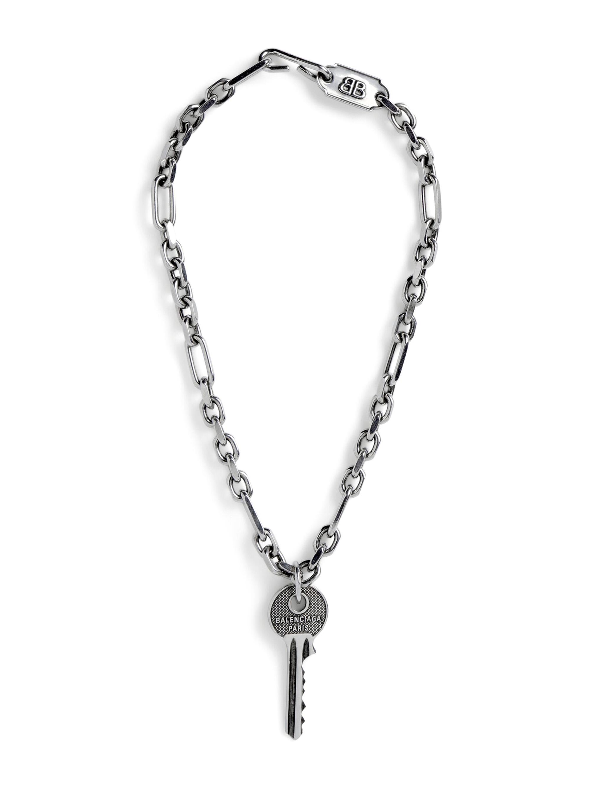 Balenciaga Men's Neverlost Thin Necklace - Antique Silver