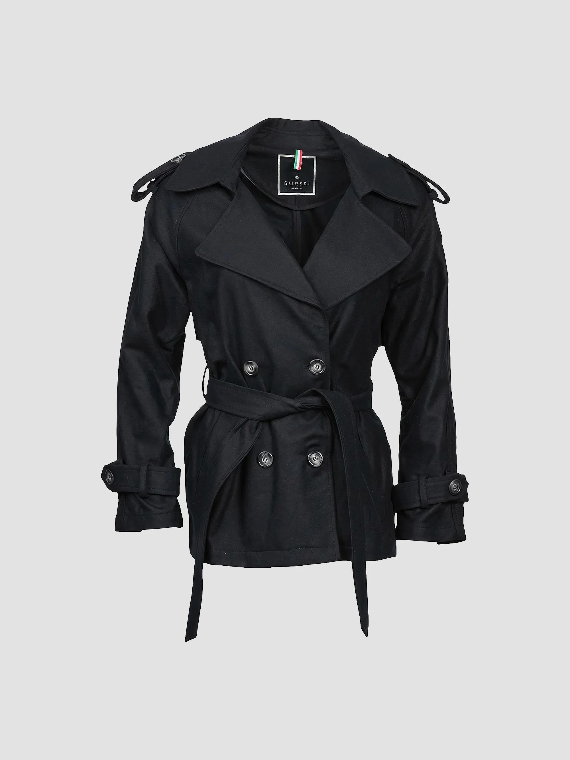 Gorski Women's Belted Trench Jacket Crafted with Vitale Barberis Wool - Black - Size Medium