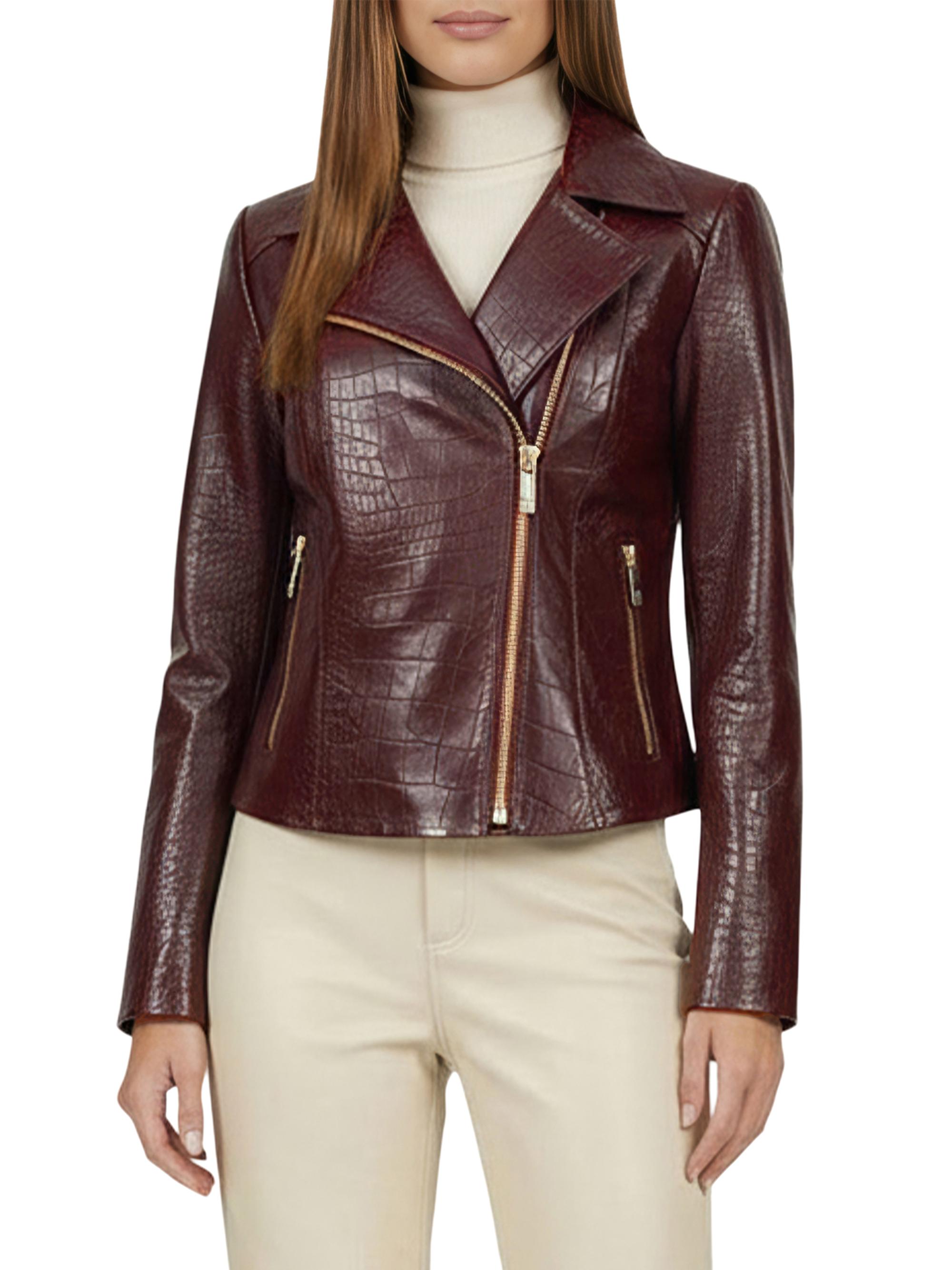 Select Nappa Leather Croco Embossed Jacket