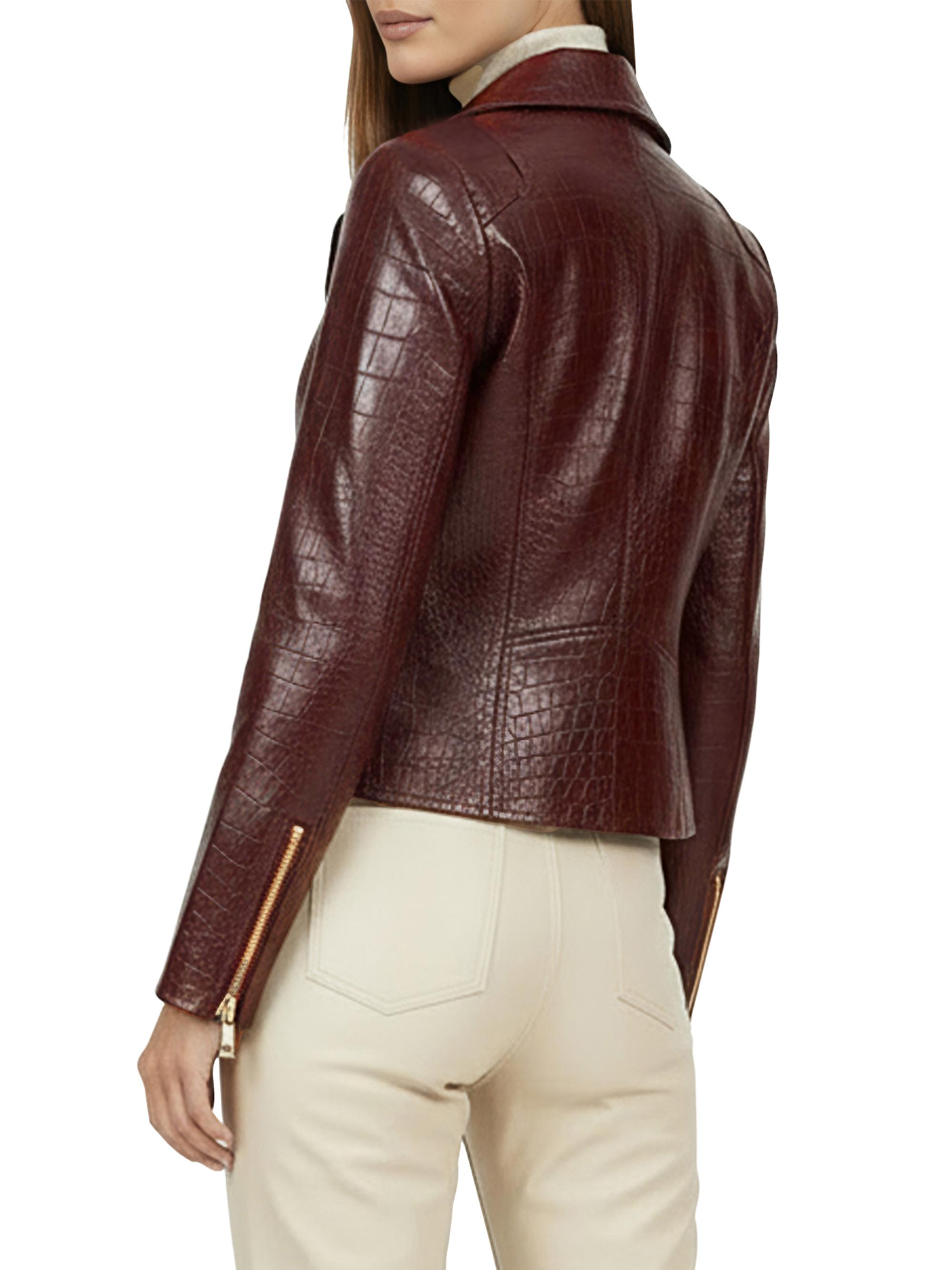 Select Nappa Leather Croco Embossed Jacket