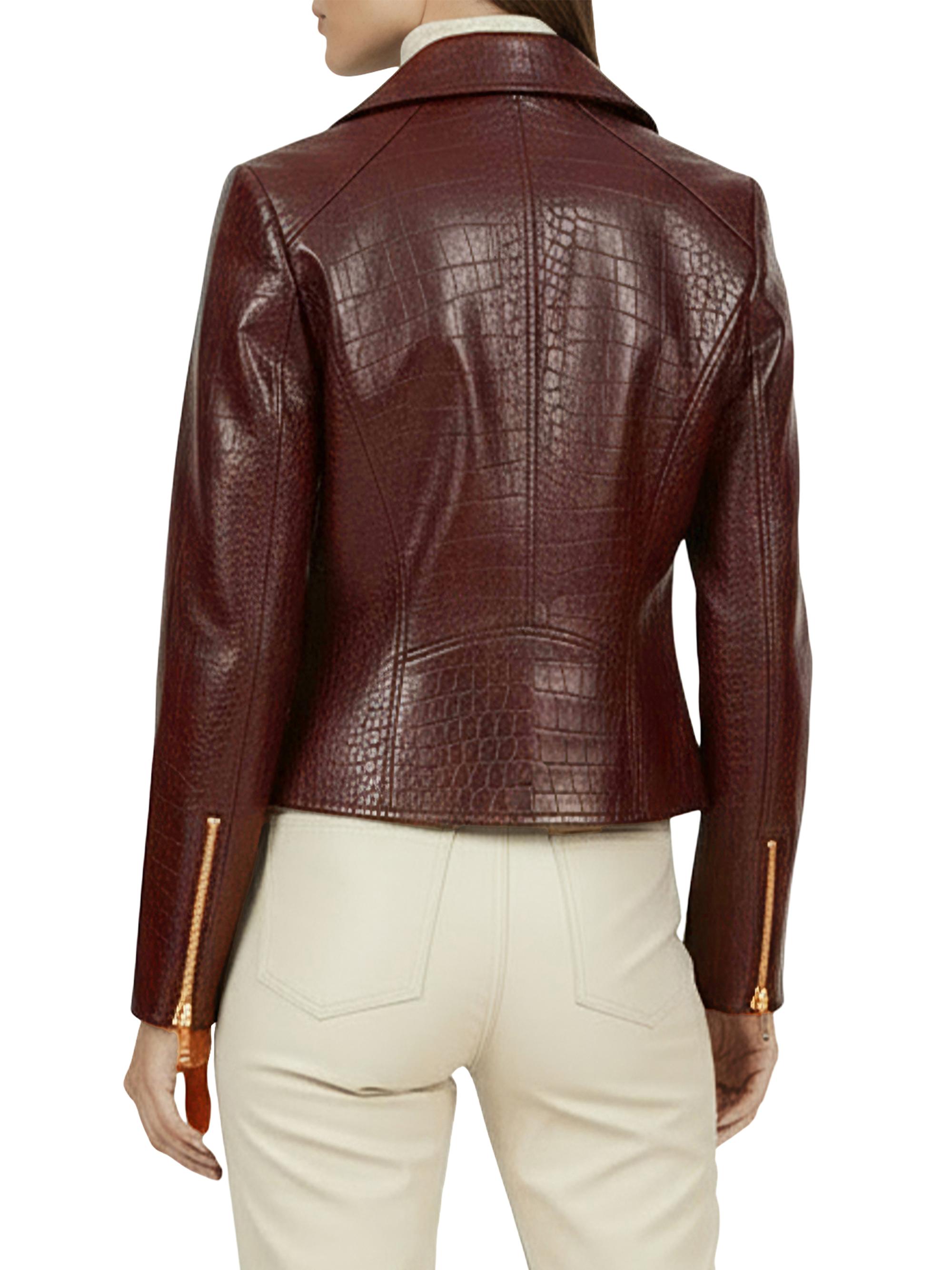 Select Nappa Leather Croco Embossed Jacket