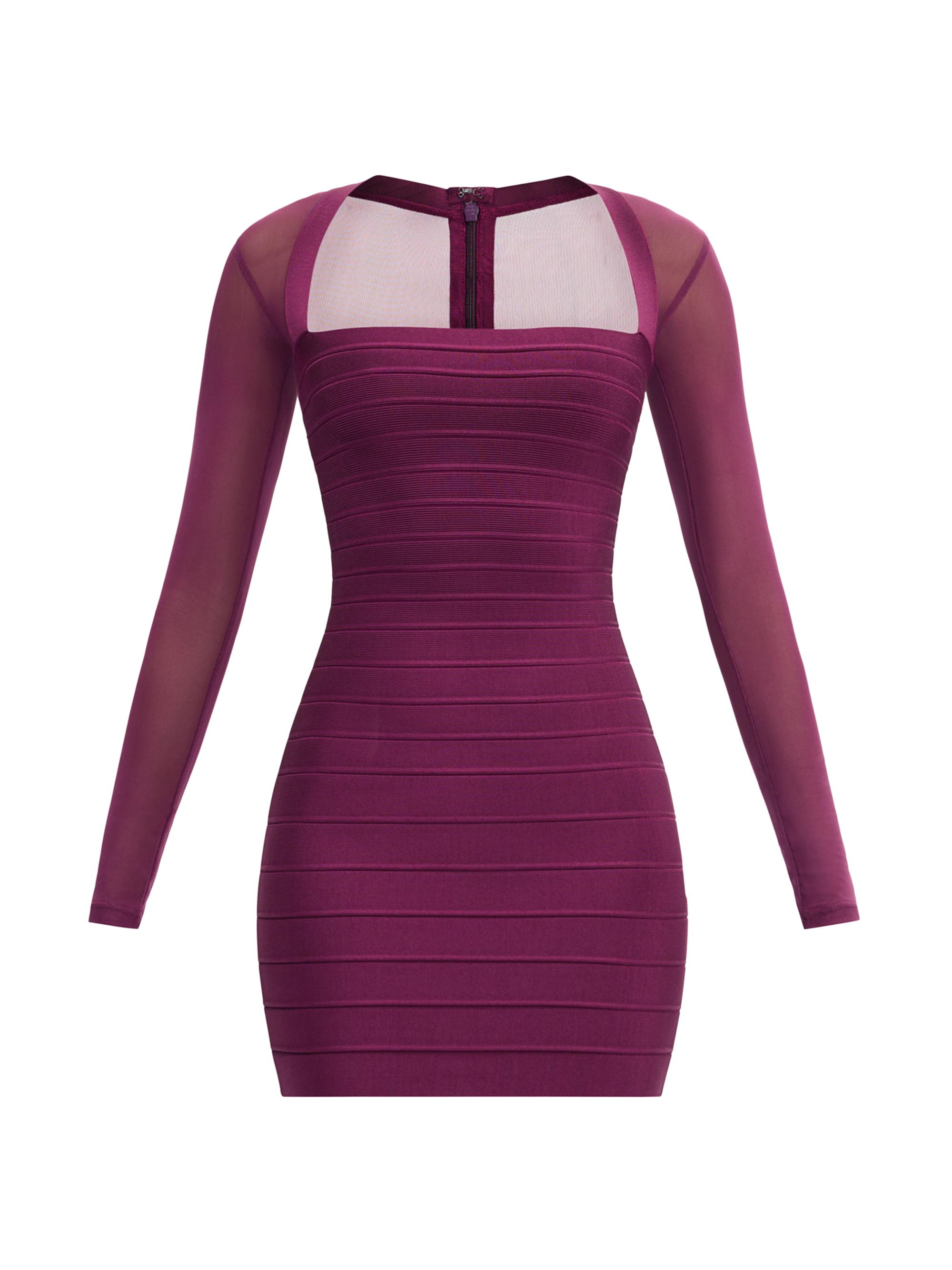 Hervé Léger Women's The Yasmin Sheer-Sleeve Minidress - Maraschino | Thumbnail 8