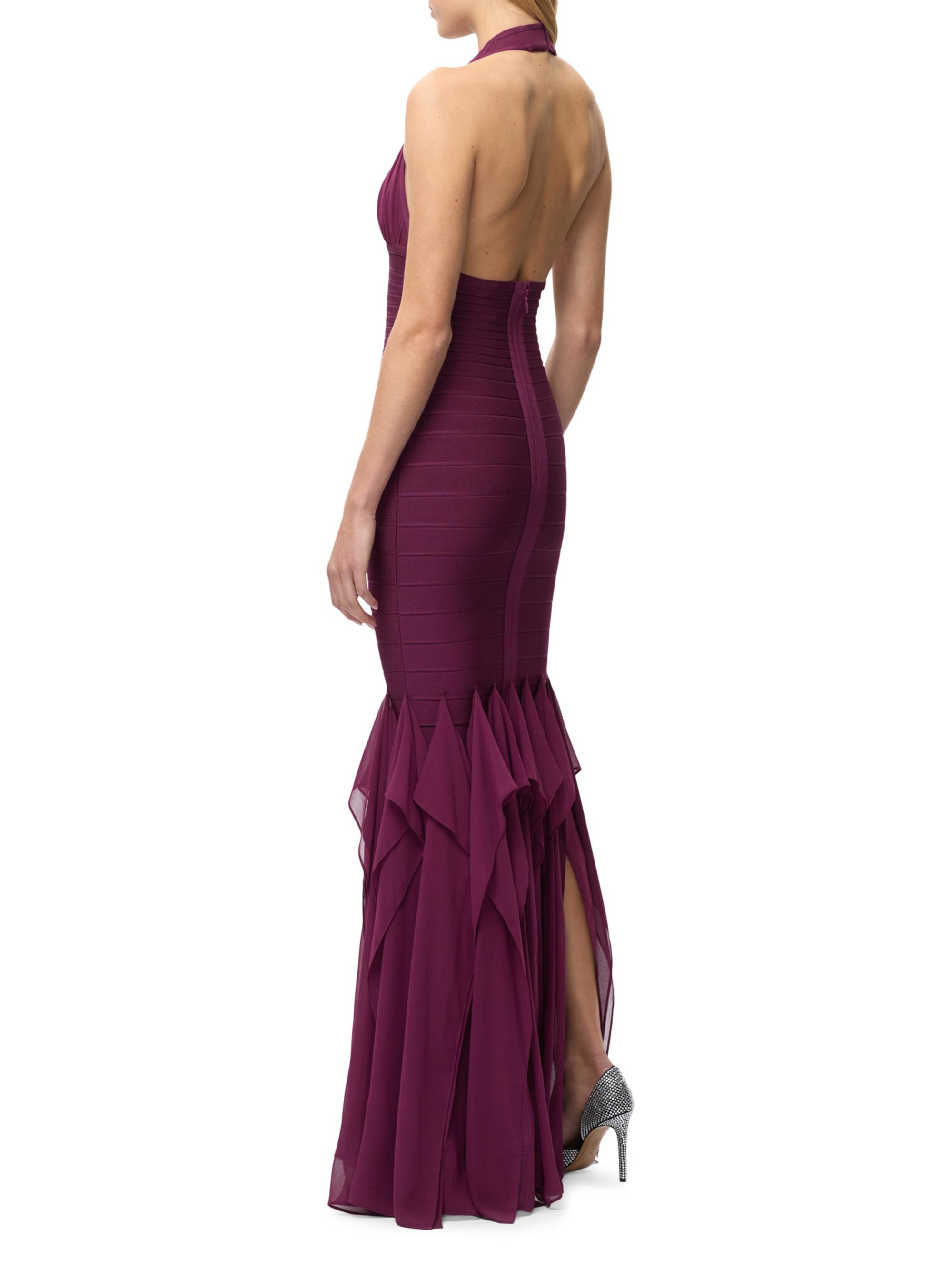 Hervé Léger Women's The Louisa Bandage Chiffon Gown - Maraschino | Thumbnail 5