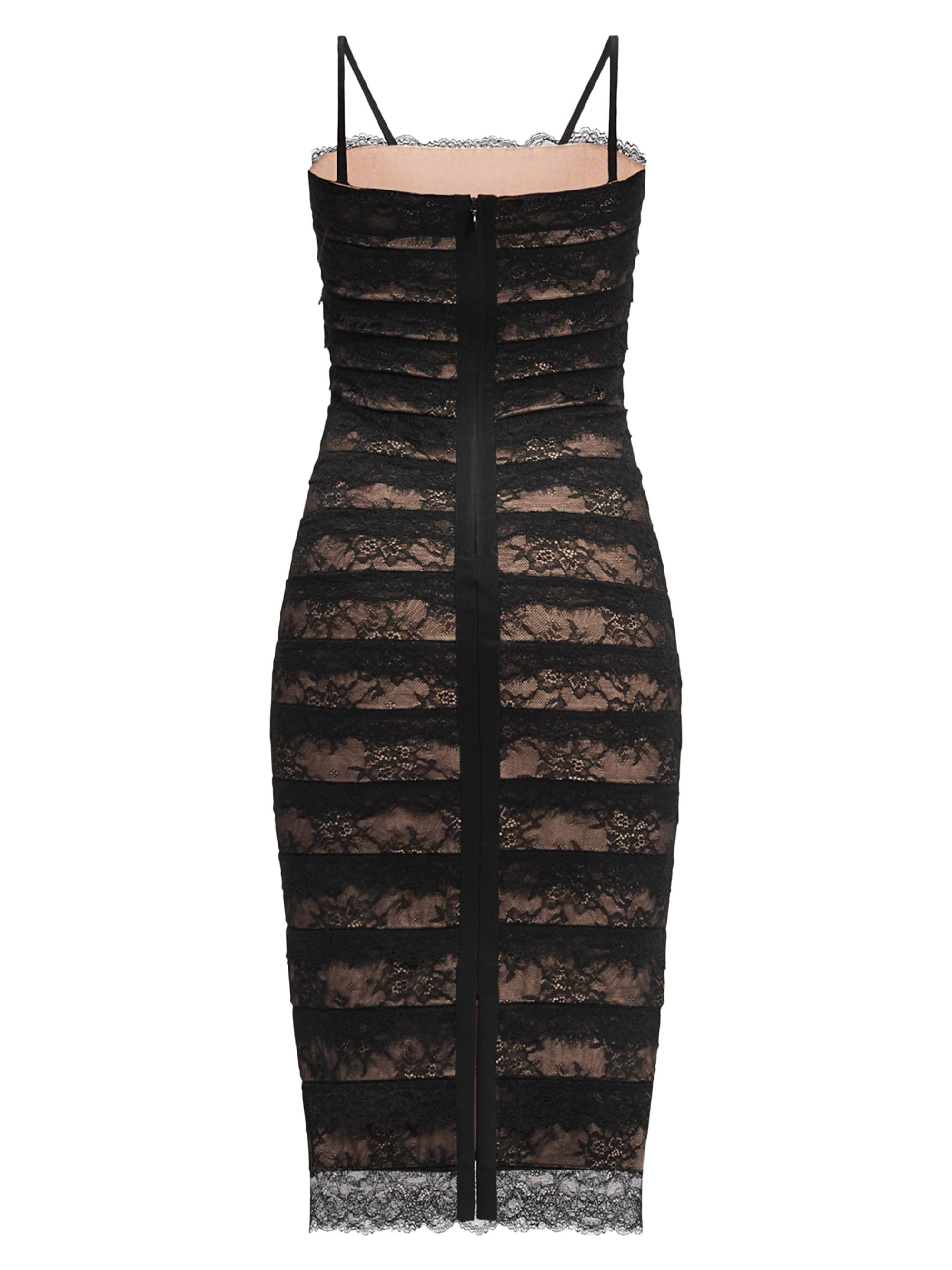 Hervé Léger Women's The Dara Lace Stripe Midi-Dress - Black | Thumbnail 2
