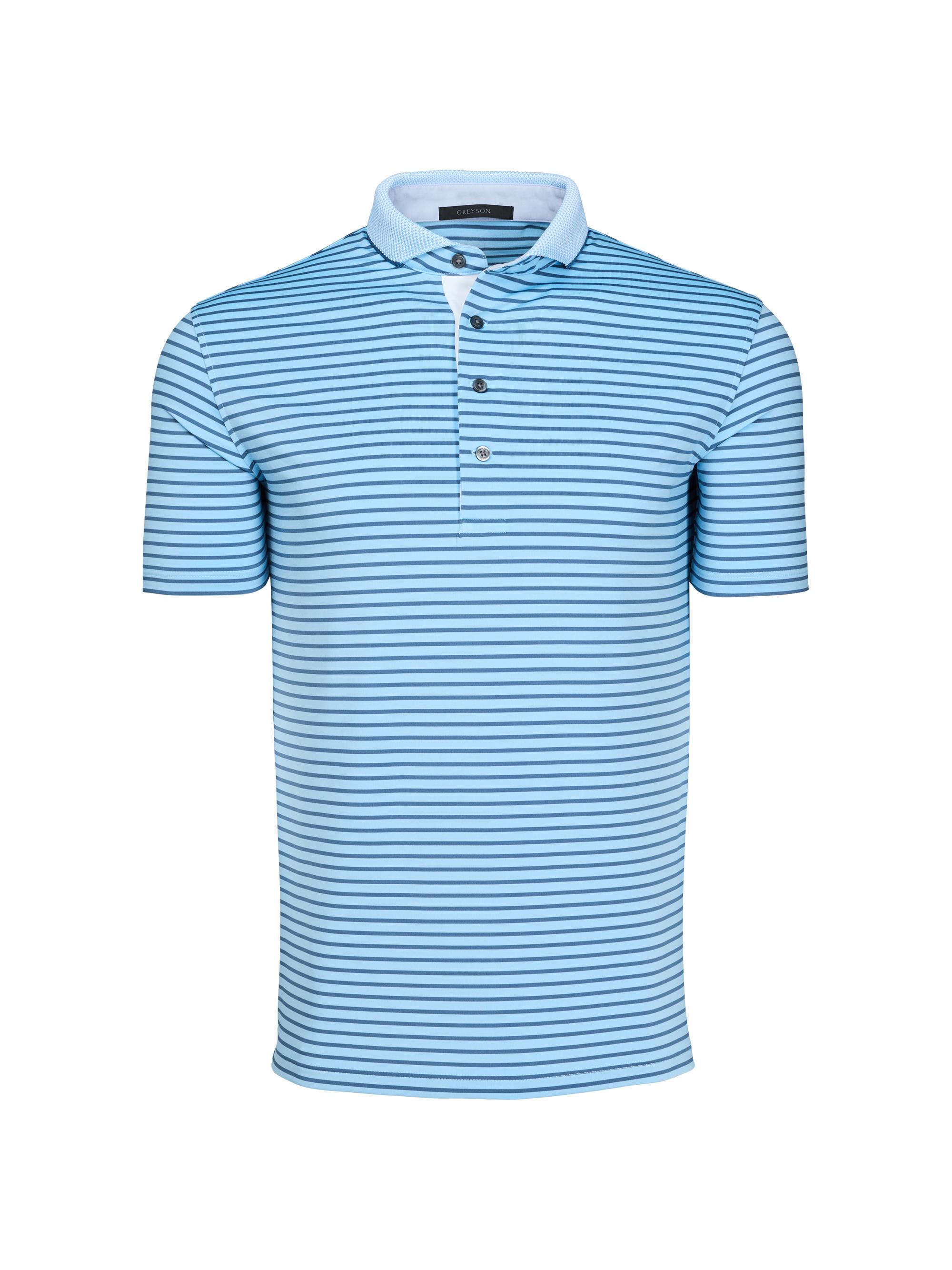 Greyson Men's Macabee Striped Polo Shirt - Wolf Blue Vintage