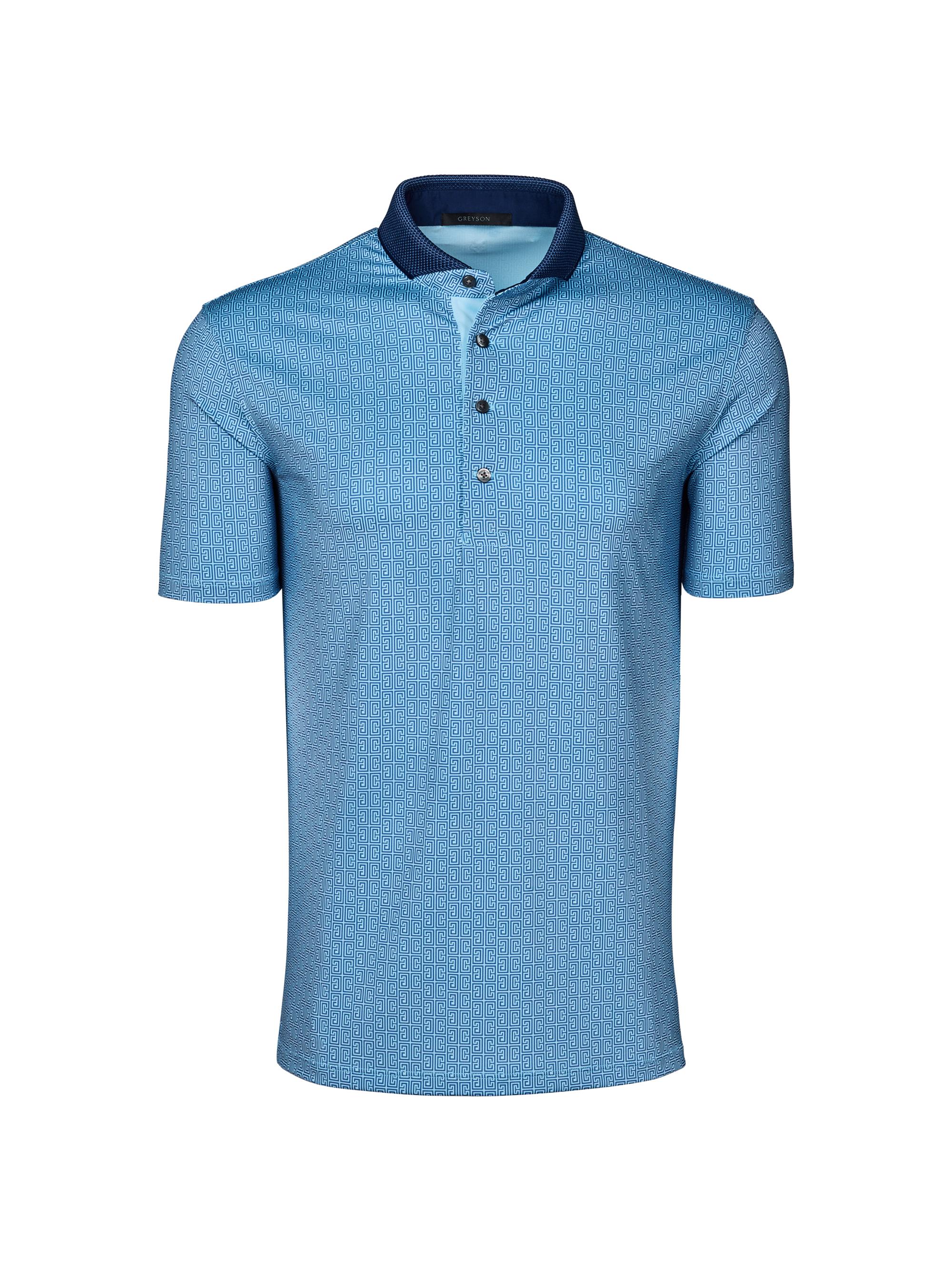 Greyson Men's Pathfinder Deco Print Polo Shirt - Wolf Blue